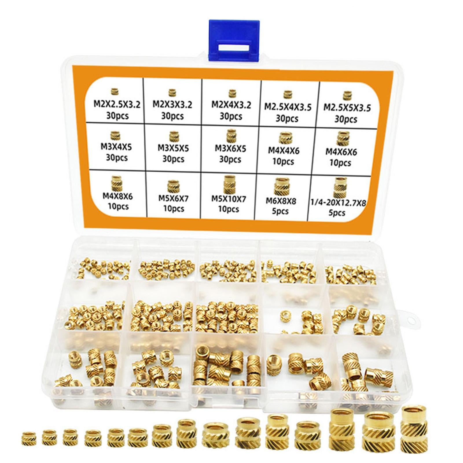 300Pcs M2 M2.5 M3 M4 M5 M6 Copper Female Thread Knurled Nuts Set