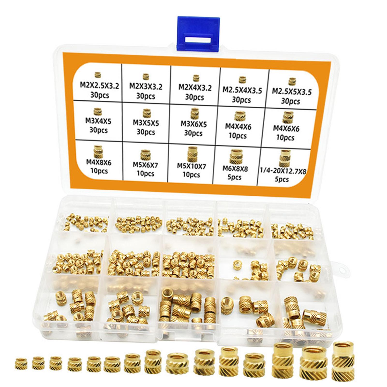 300Pcs M2 M2.5 M3 M4 M5 M6 Copper Female Thread Knurled Nuts Set