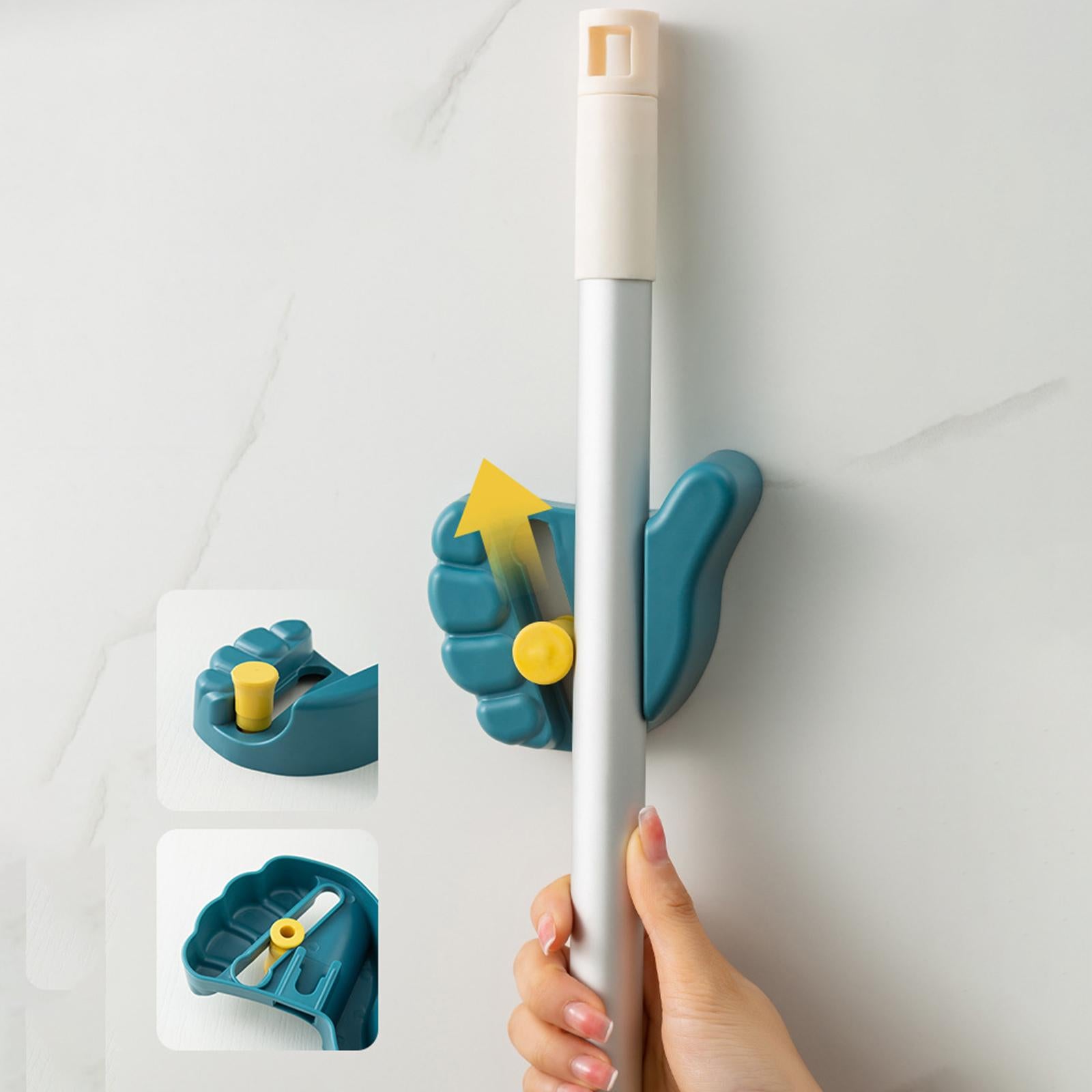 Broom Hanger Hook Space Saving Neat and Orderly for Toilet Brushes Spoons Blue