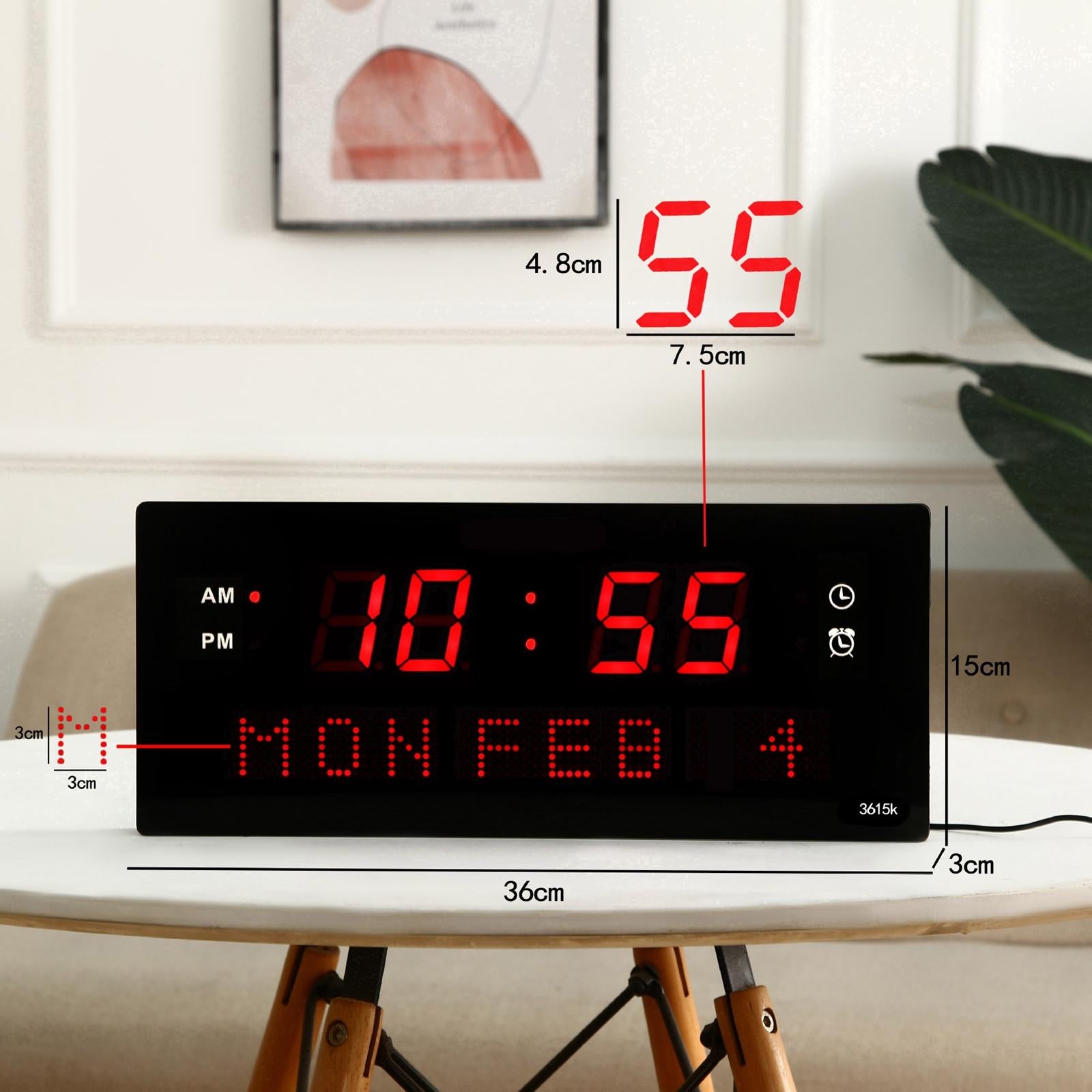 Large Digital Wall Clock Easy Viewing Big Red Number LED Tools for Kitchen