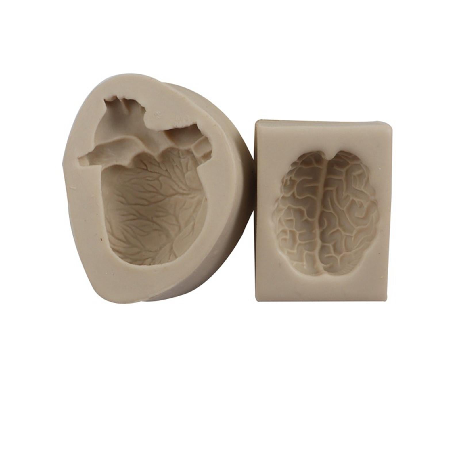 Silicone Fondant Molds DIY Resin Chocolate Mold for Baking Brain Light Gray
