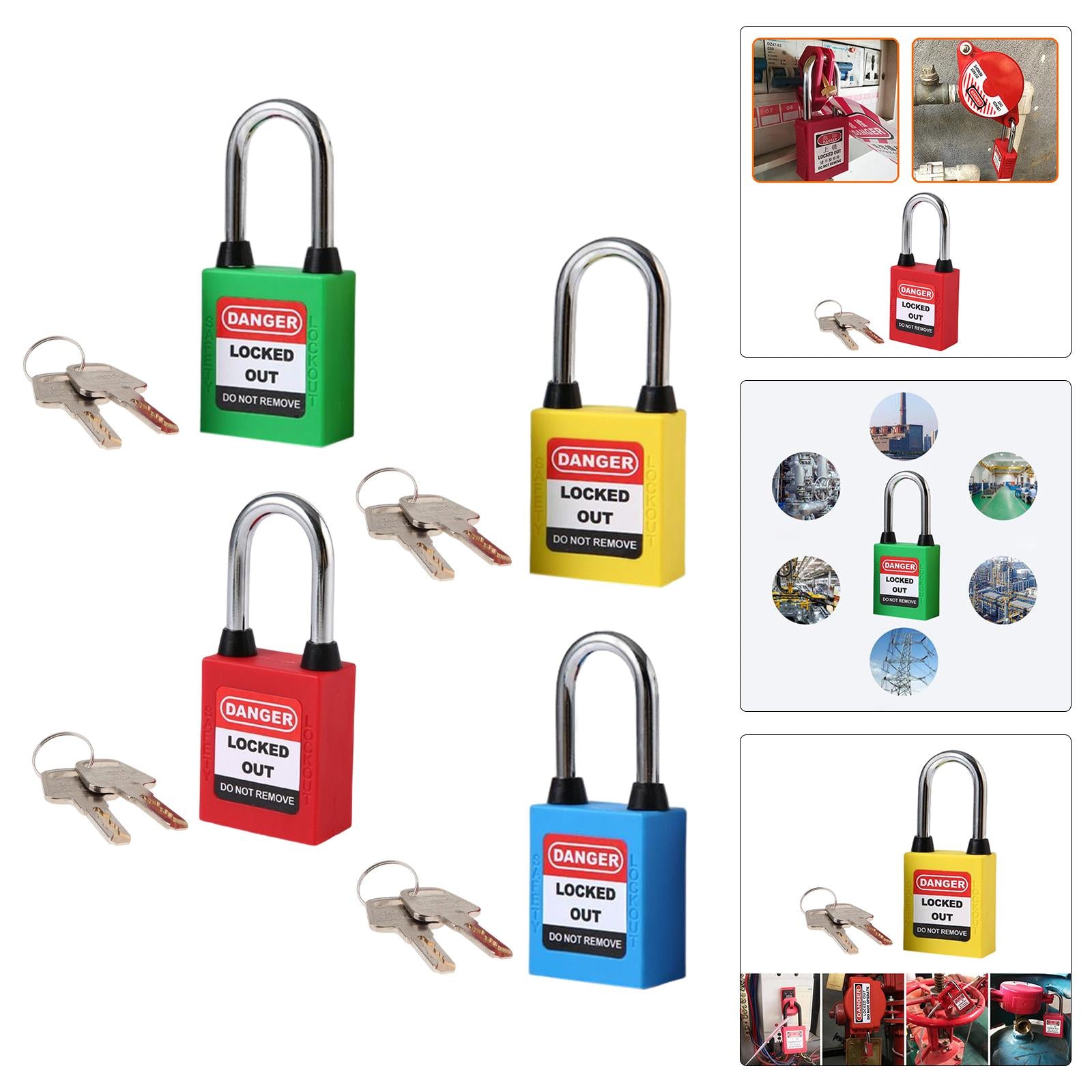 Lockout Tagout Locks Safety Padlocksteel Shackle Lightweight Red