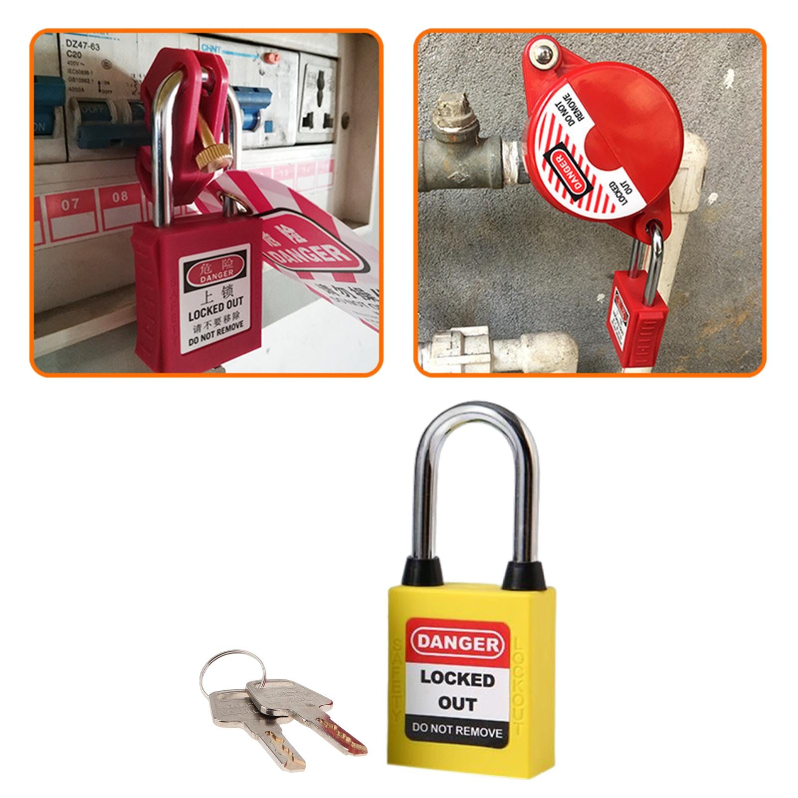 Lockout Tagout Locks Safety Padlocksteel Shackle Lightweight Yellow