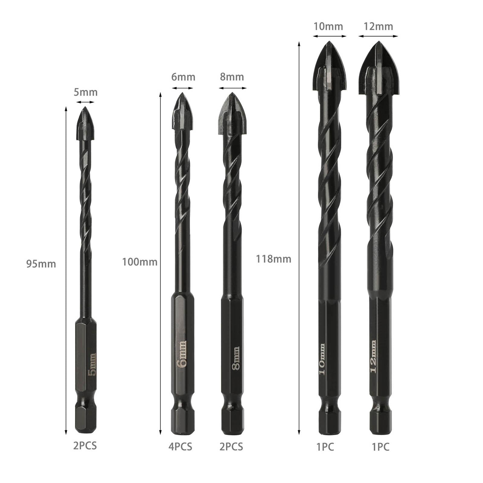 10 Pieces Alloy Masonry Drill Bit Set with Hex Shank for Wall Cement Tile