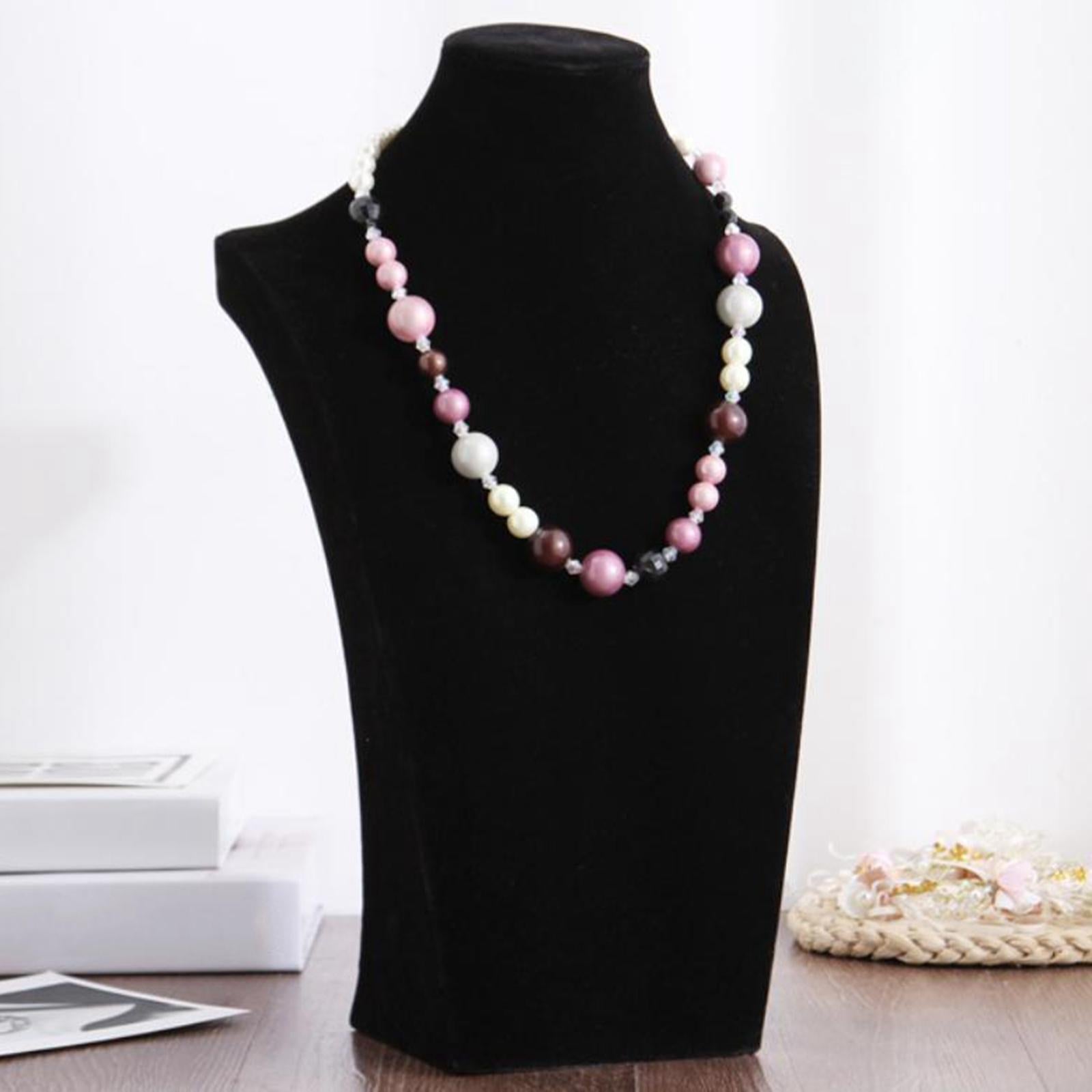 Necklace Pendant Chain Jewelry Bust Necklace Mannequin  29cm Black