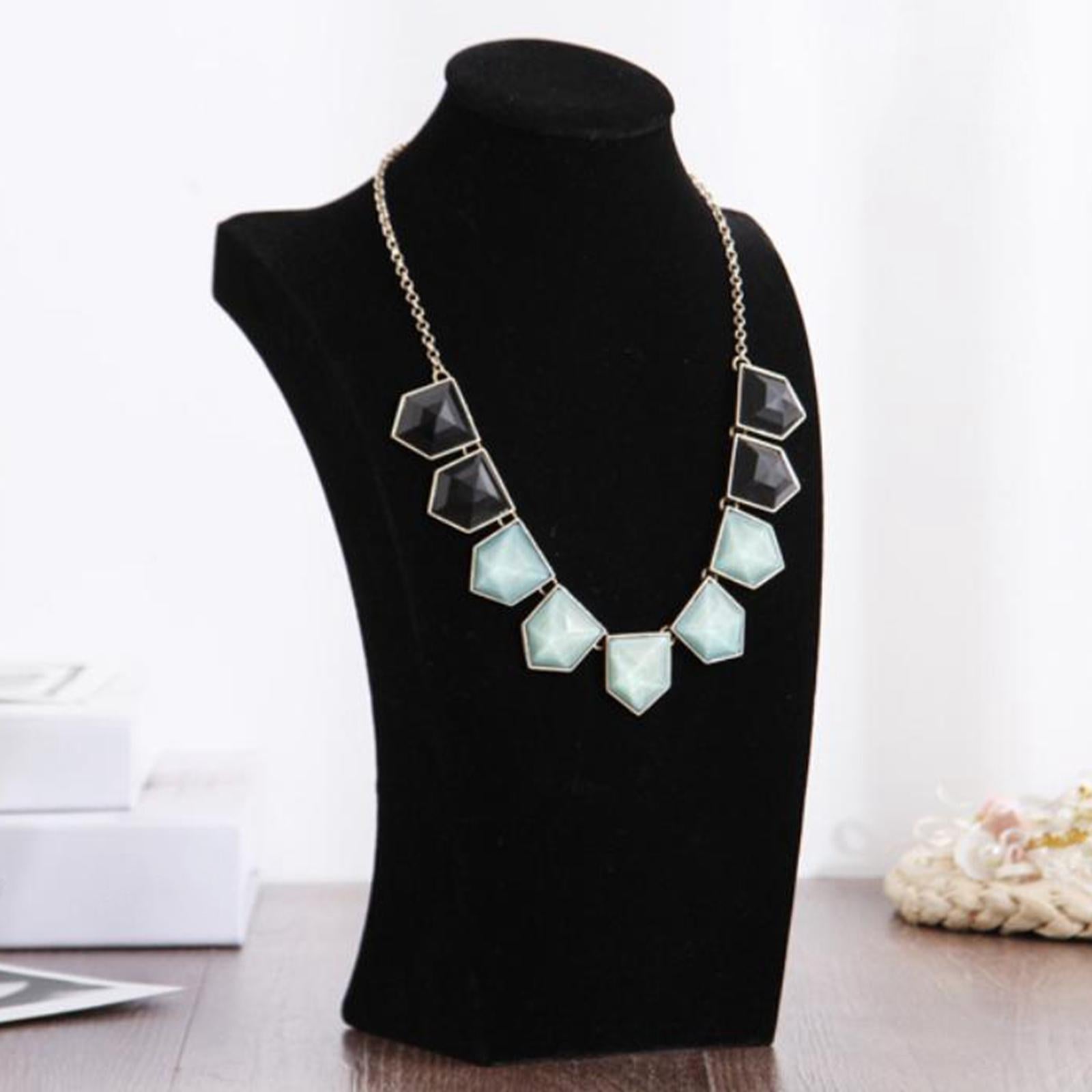 Necklace Pendant Chain Jewelry Bust Necklace Mannequin  34cm Black