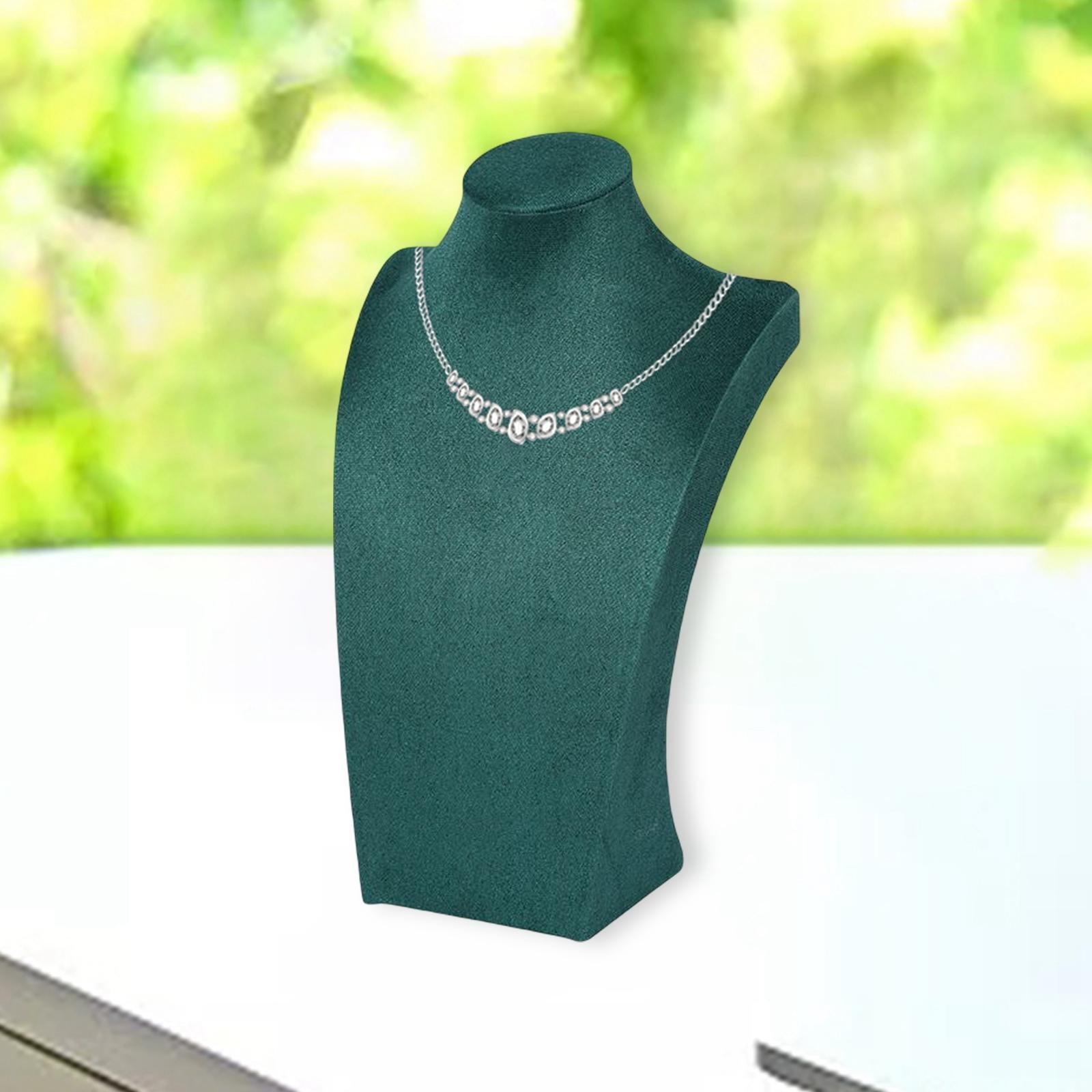 Necklace Pendant Chain Jewelry Bust Necklace Mannequin  34cm Dark Green