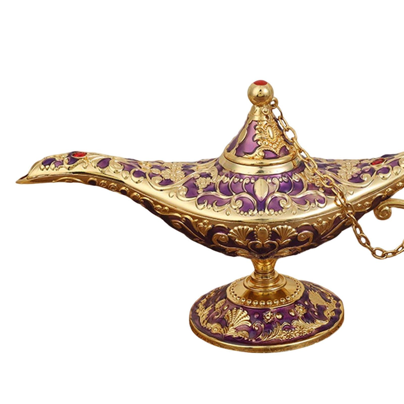 Beautiful Aladdin Genie Lamp Fairy Tale Tea Pot for Halloween Party Gift Gold Purple