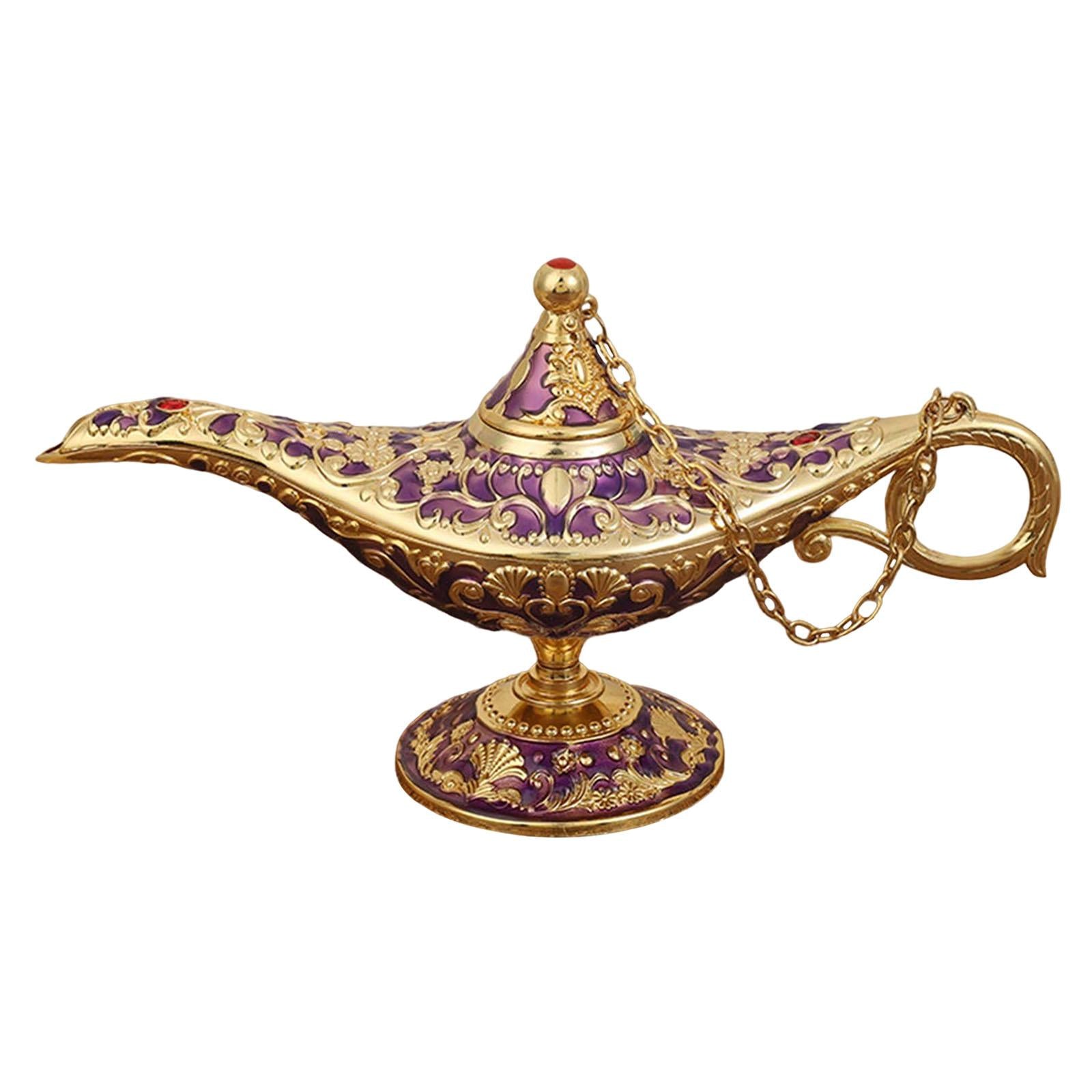 Beautiful Aladdin Genie Lamp Fairy Tale Tea Pot for Halloween Party Gift Gold Purple