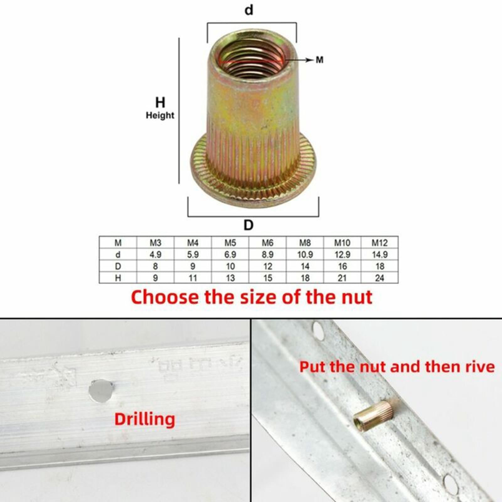 Cordless Rivet Nut Gun Hand Nut Rivet Gun Tip M10 Riveting Tool Nut Mandrels
