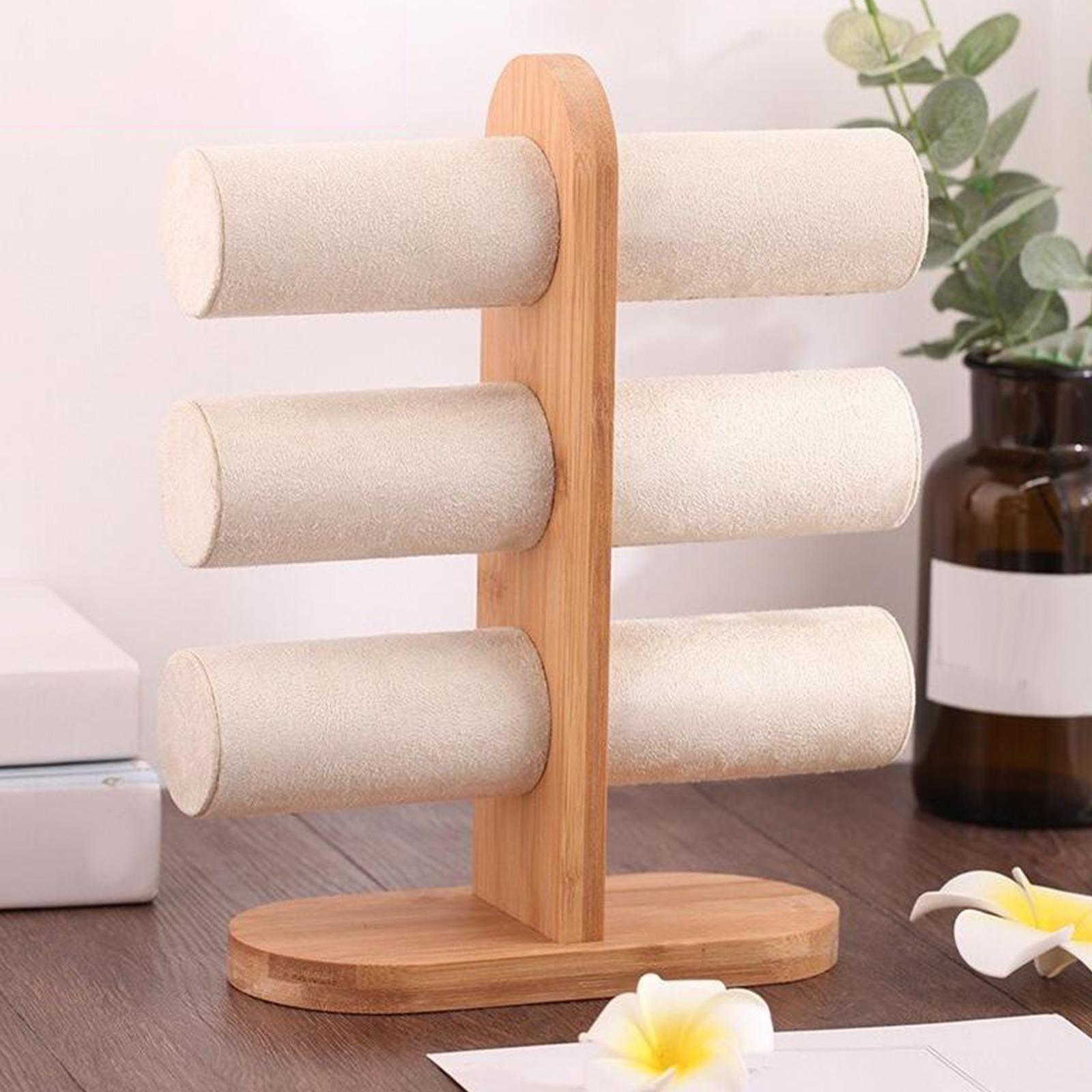 Jewelry Display Rack T Bar Bracelet Rack Wrist Watch Organizer Beige