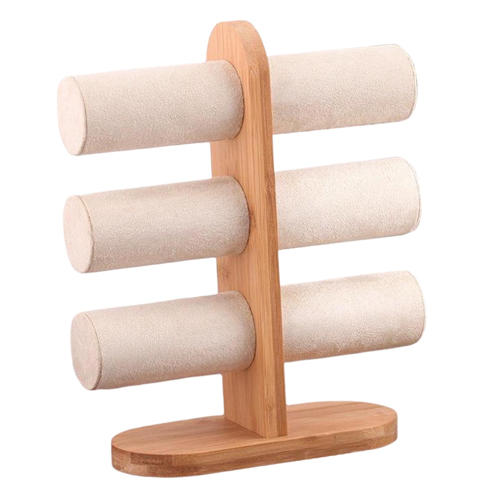 Jewelry Display Rack T Bar Bracelet Rack Wrist Watch Organizer Beige