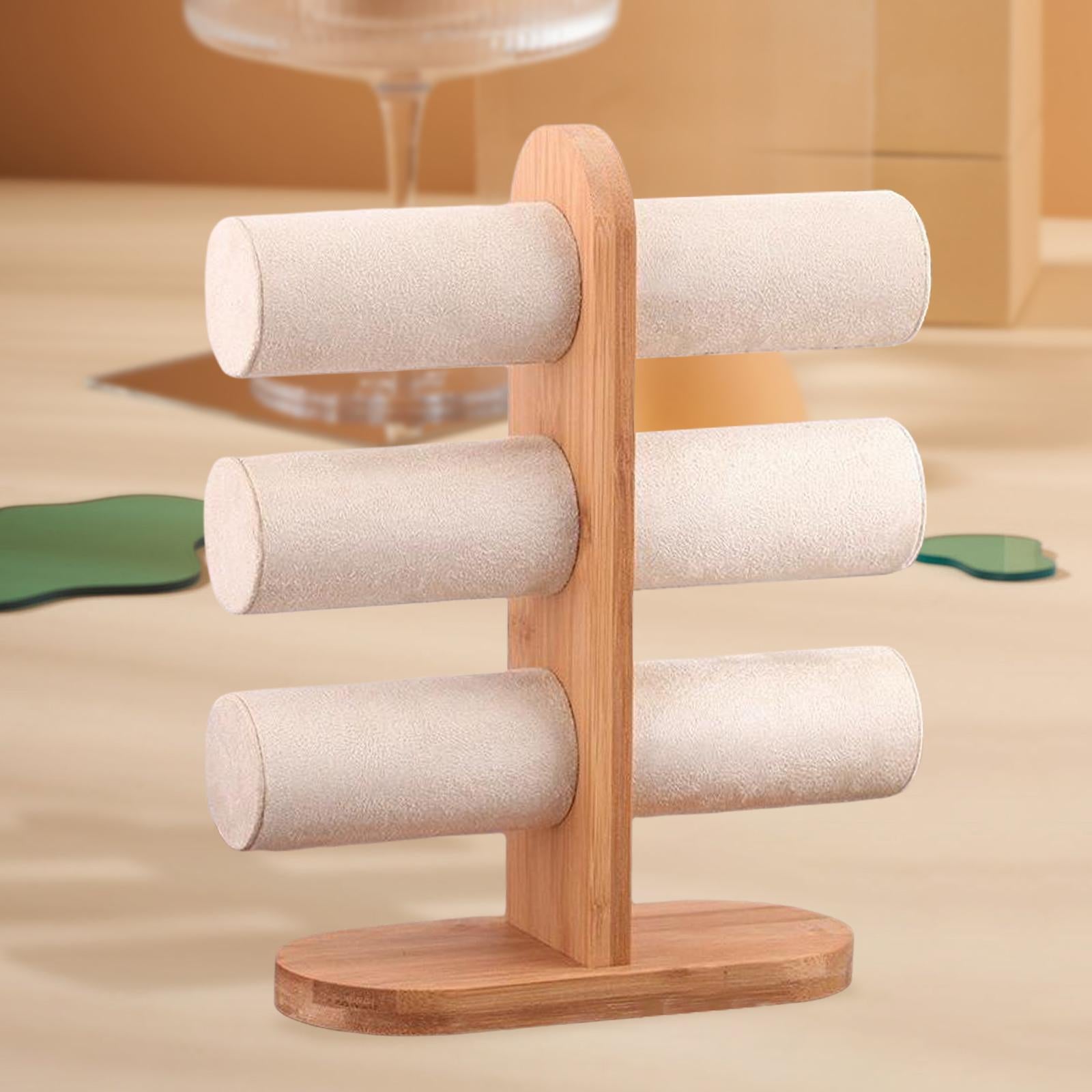 Jewelry Display Rack T Bar Bracelet Rack Wrist Watch Organizer Beige