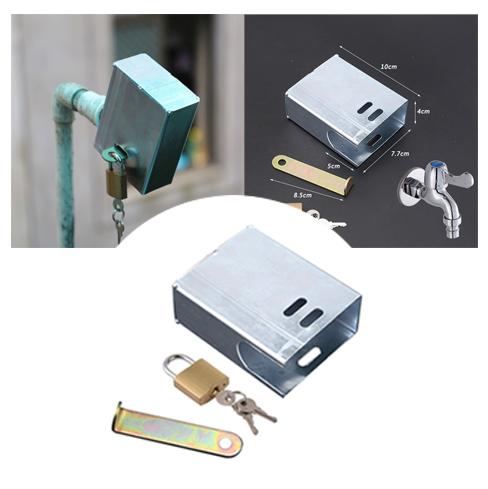Outdoor Faucet Lock Cover Anti Theft Tap Padlock for Park Silver Square