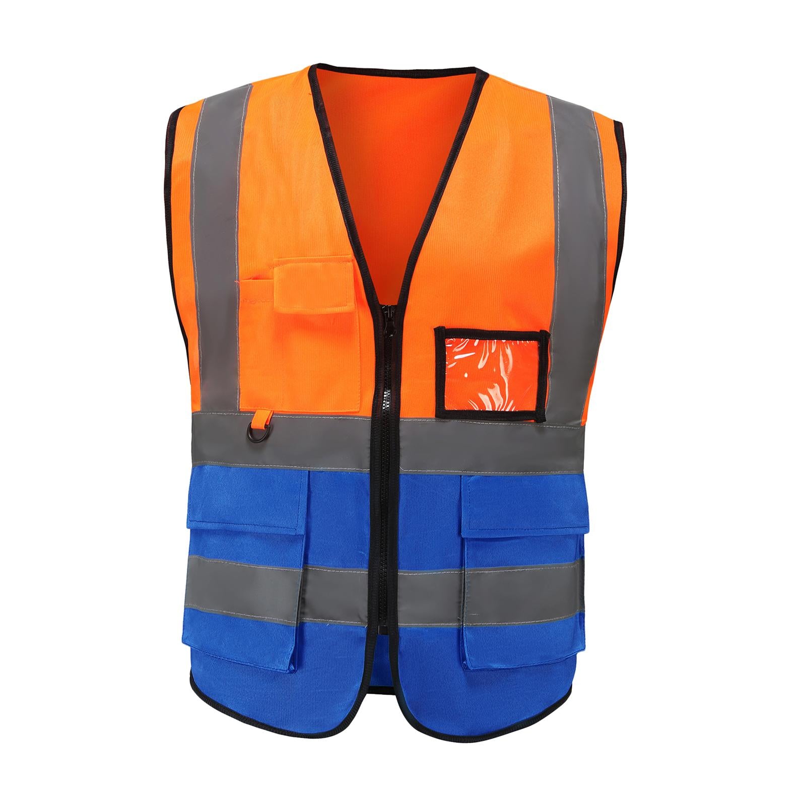 Reflective Vest Safety Vest for Engineering Construction Orange Blue