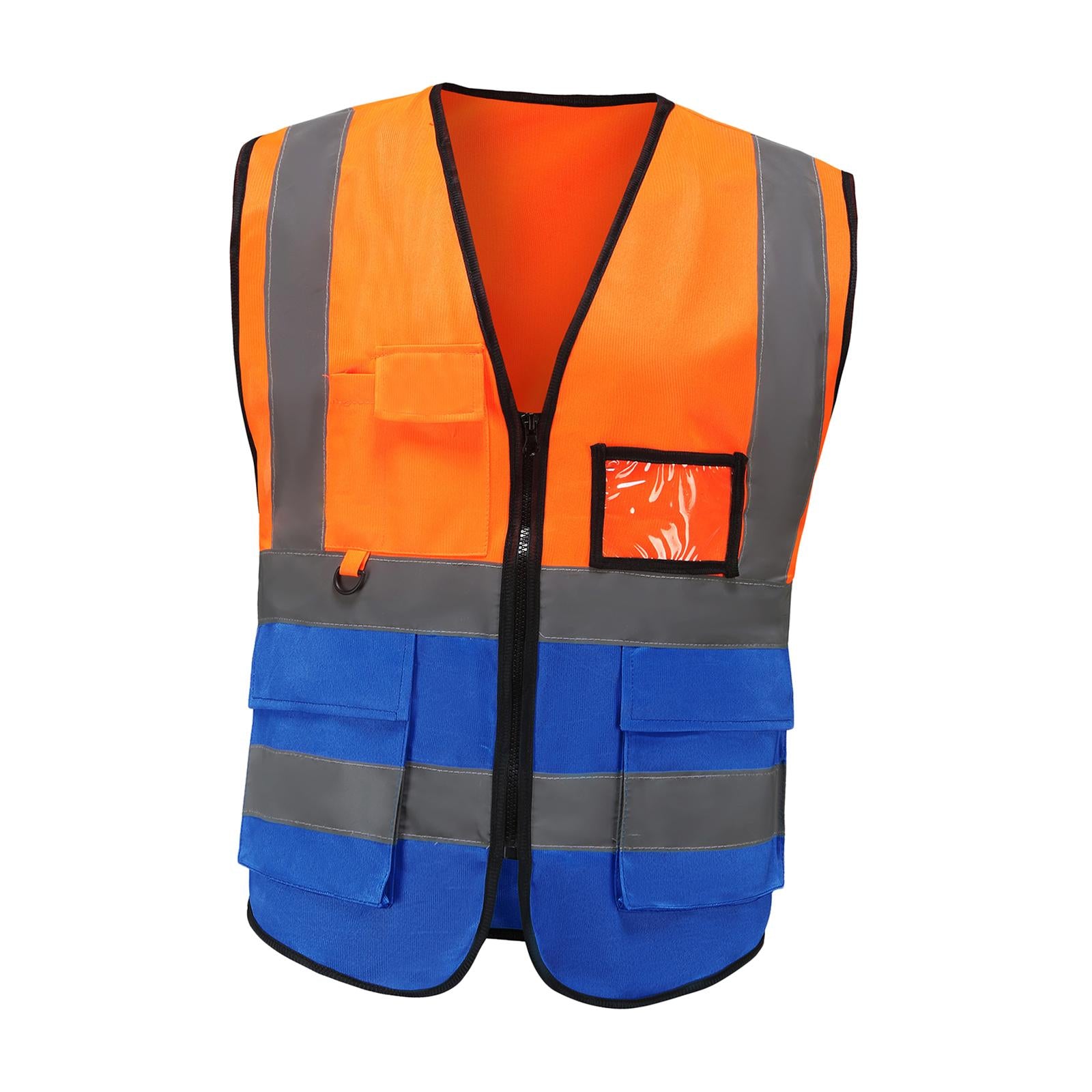 Reflective Vest Safety Vest for Engineering Construction Orange Blue