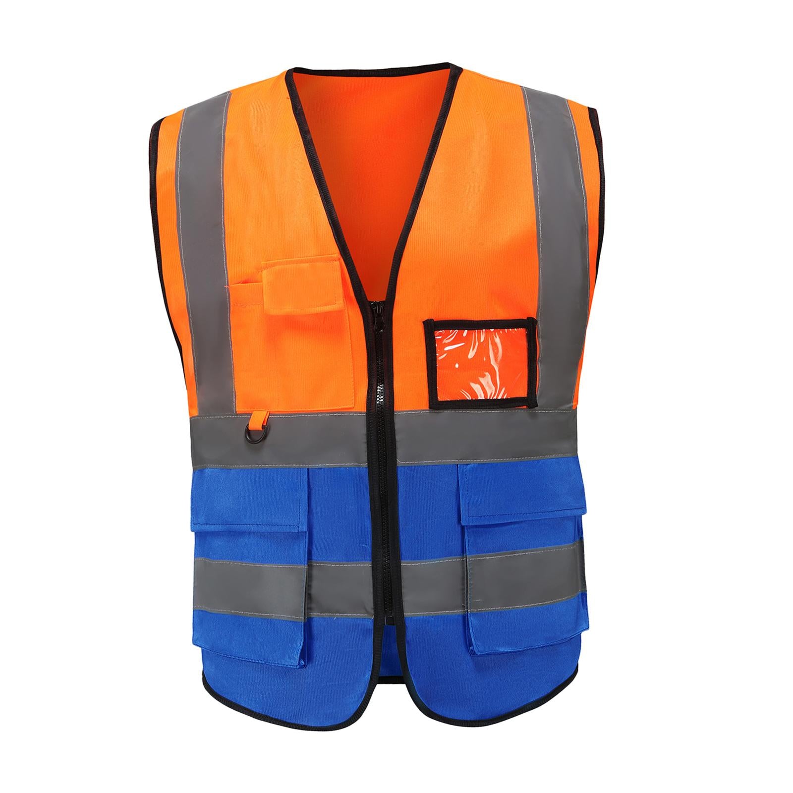 Reflective Vest Safety Vest for Engineering Construction Orange Blue