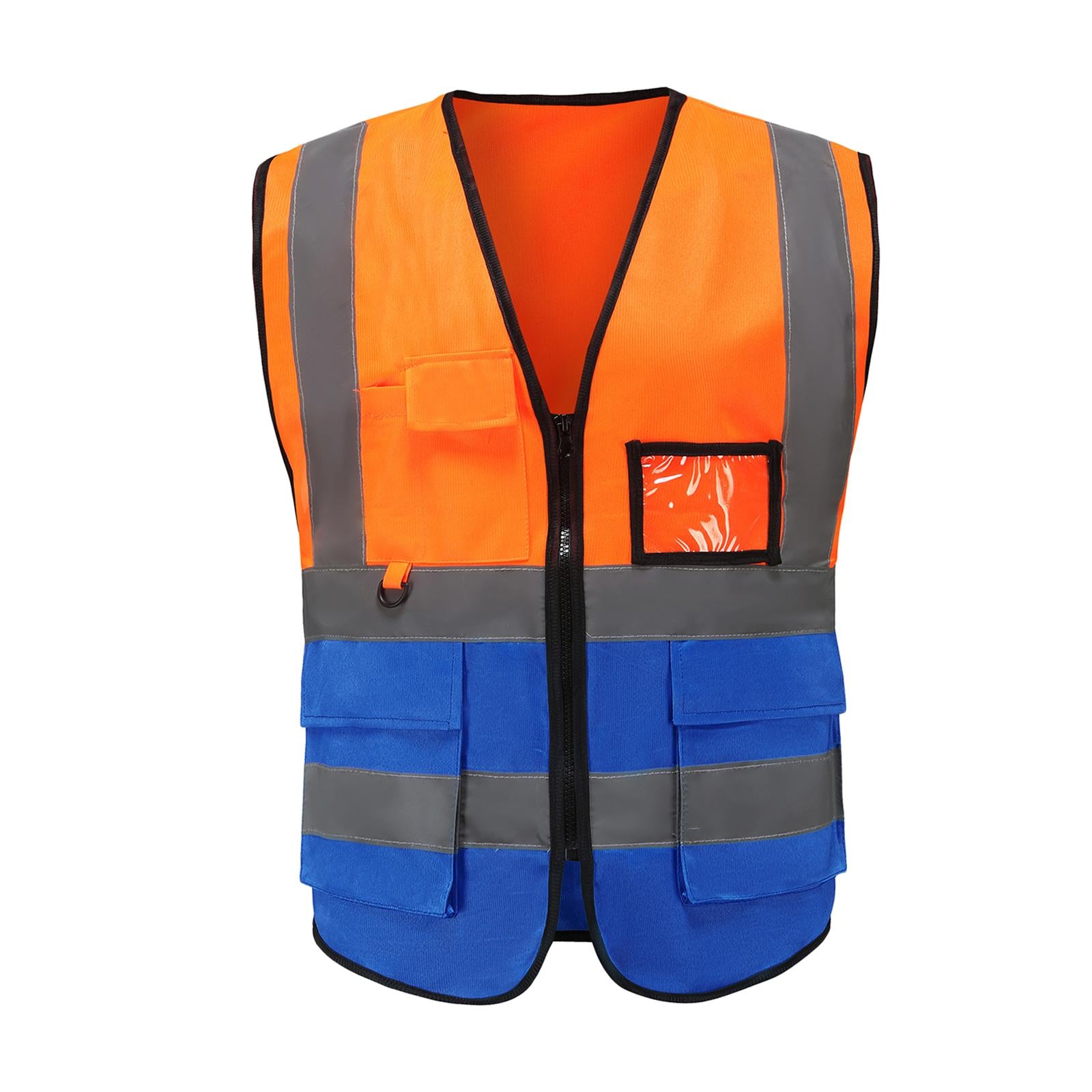 Reflective Vest Safety Vest for Engineering Construction Orange Blue