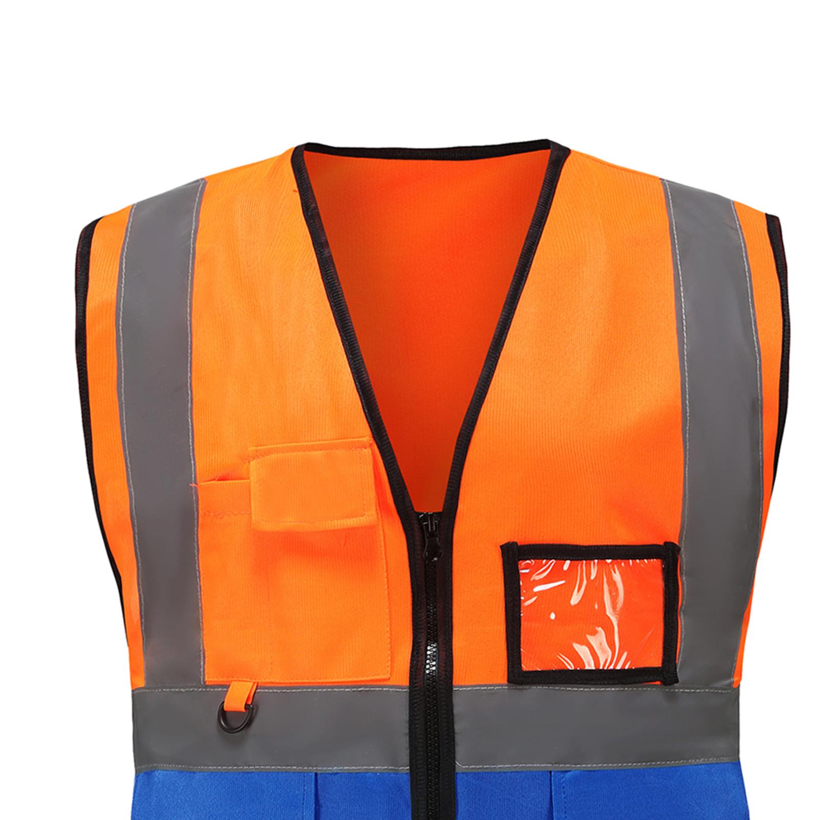 Reflective Vest Safety Vest for Engineering Construction Orange Blue