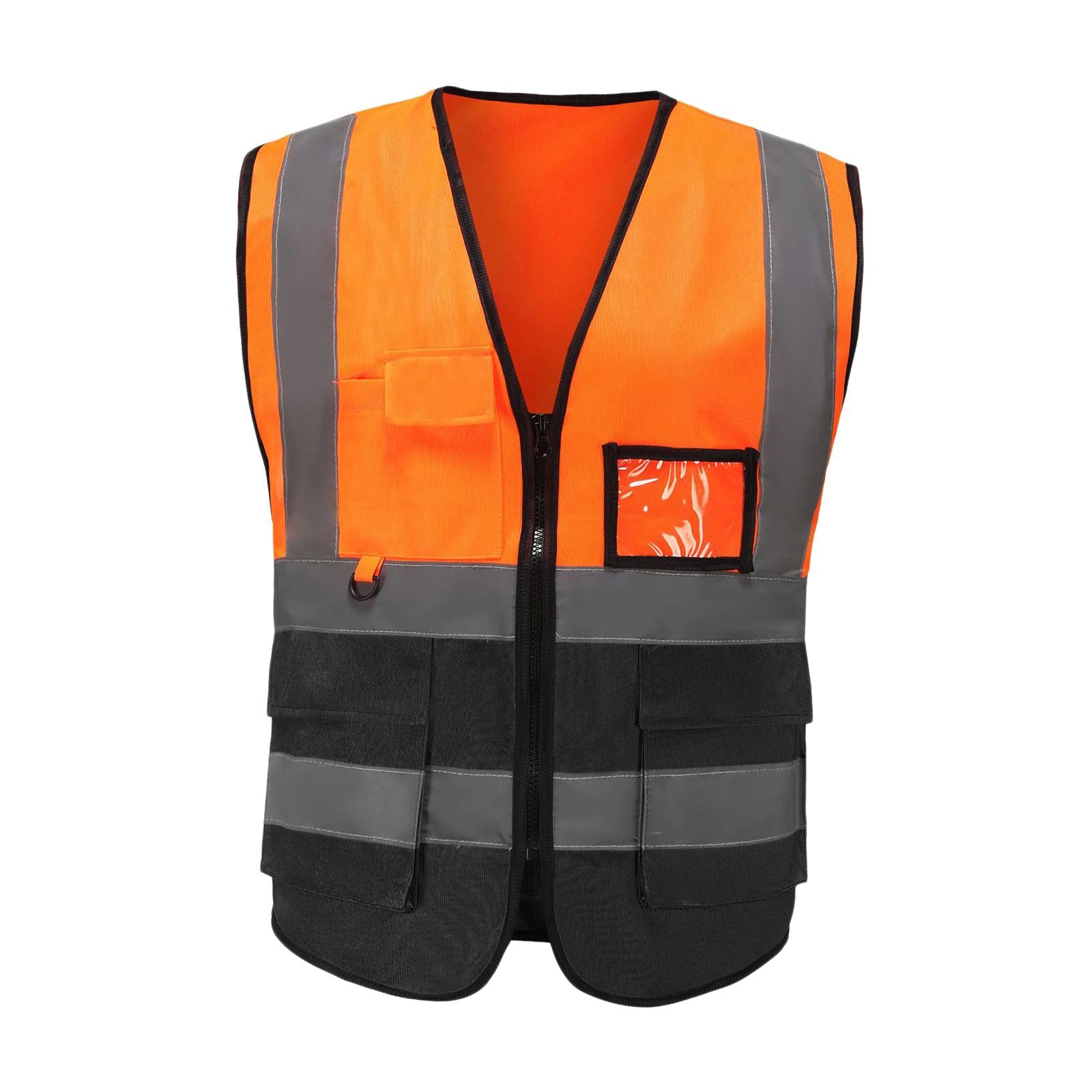 Reflective Vest Safety Vest for Engineering Construction Orange Black