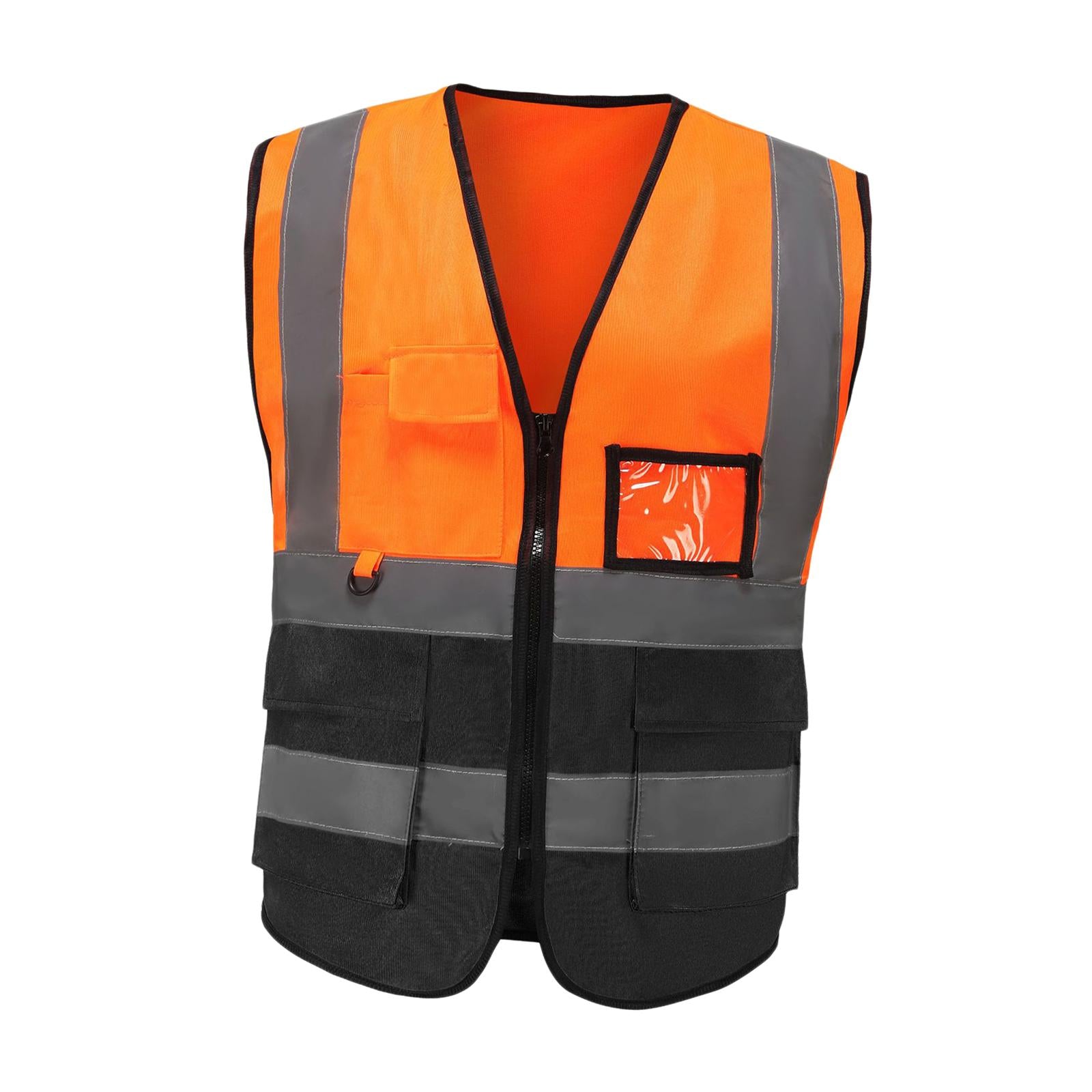 Reflective Vest Safety Vest for Engineering Construction Orange Black