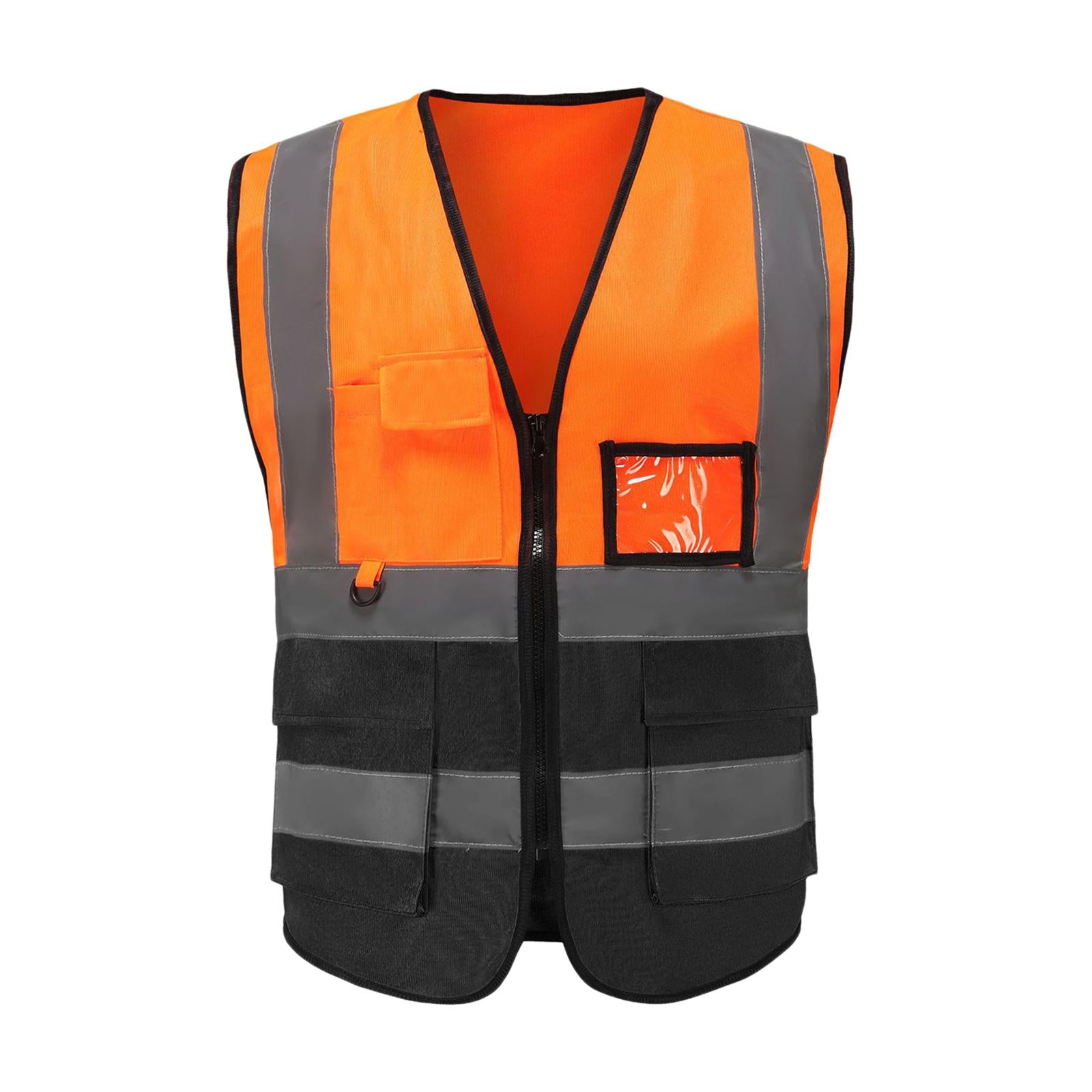 Reflective Vest Safety Vest for Engineering Construction Orange Black