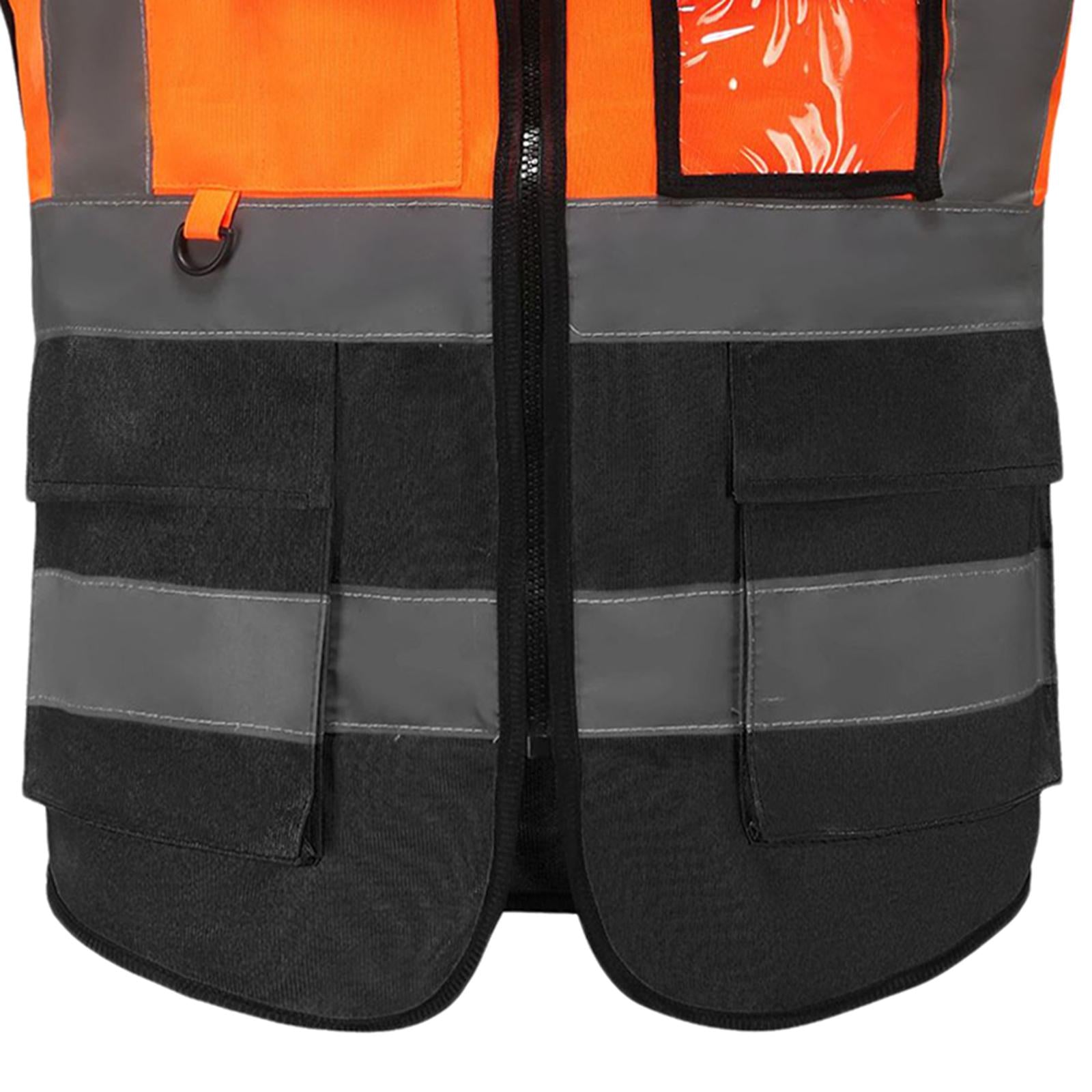 Reflective Vest Safety Vest for Engineering Construction Orange Black