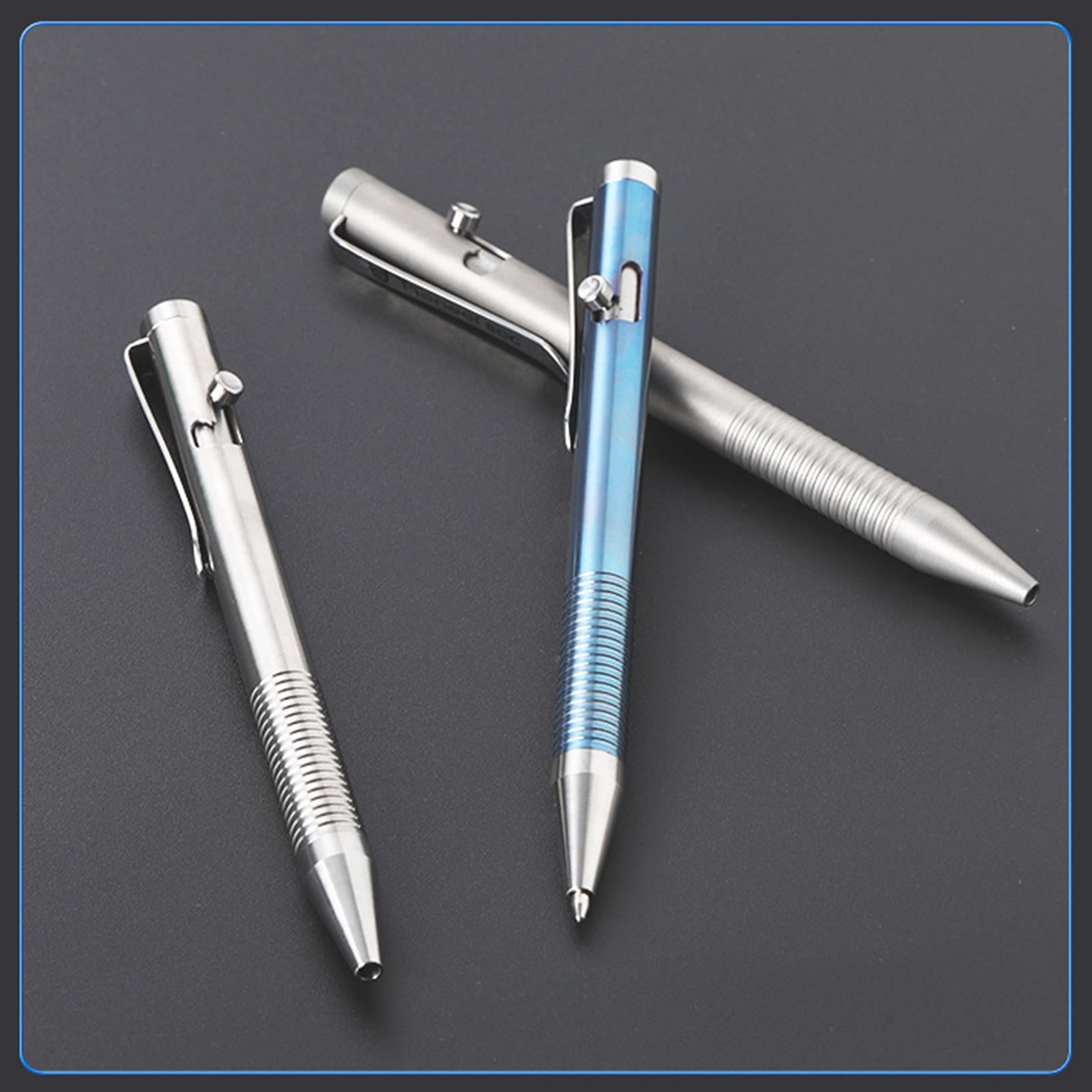 Retractable Ballpoint Pen Titanium Alloy Rollerball Pen Writing Blue
