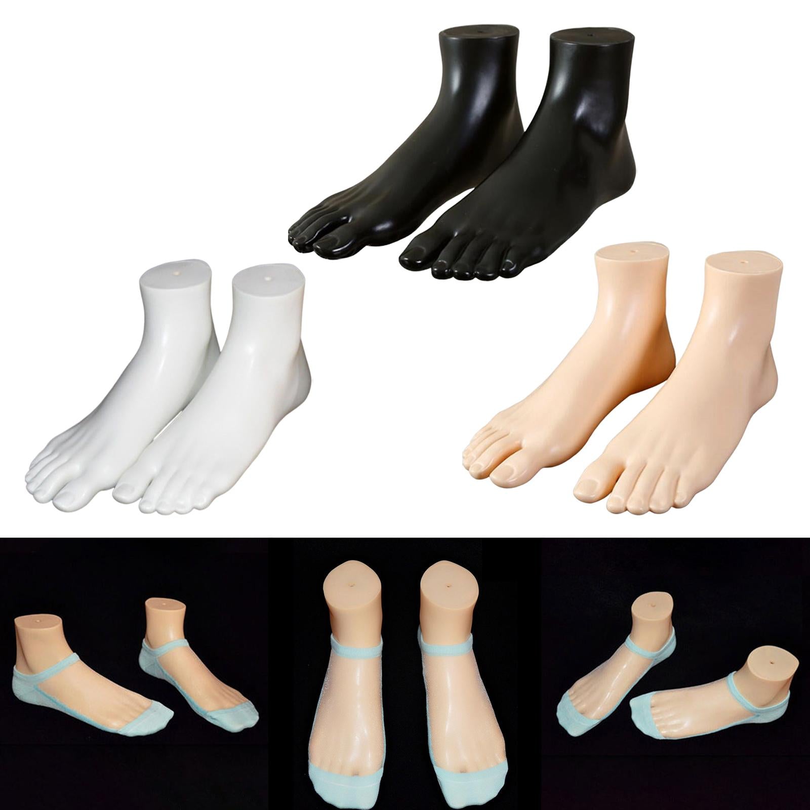 PVC Mannequin Adult Feet Ankle Bracelet Foot Left and Right for Toe Rings Black