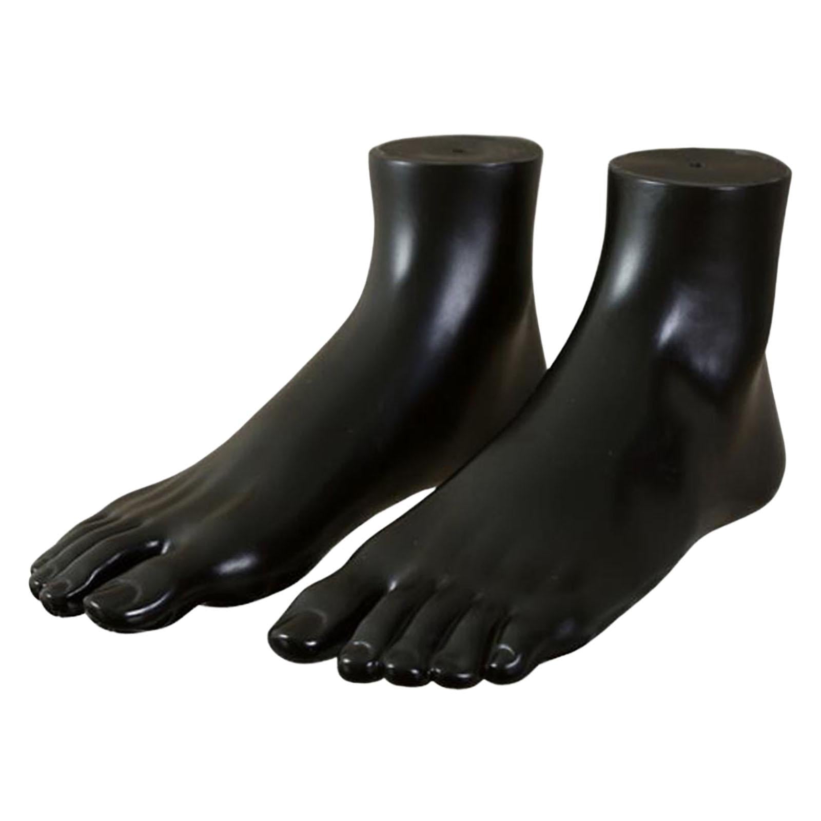 PVC Mannequin Adult Feet Ankle Bracelet Foot Left and Right for Toe Rings Black