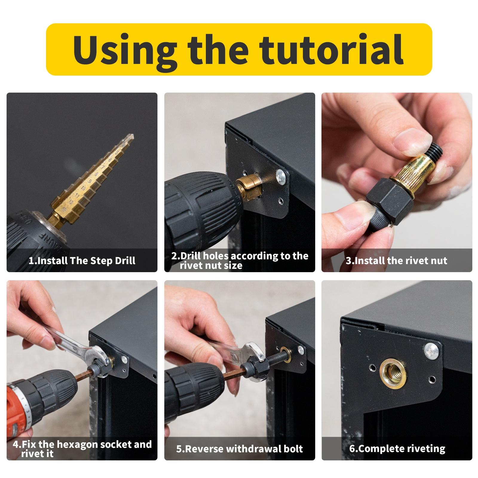 Cordless Riveting Drill Adapter Head M3-M10 Steel for Air Rivet Gun Kit M3