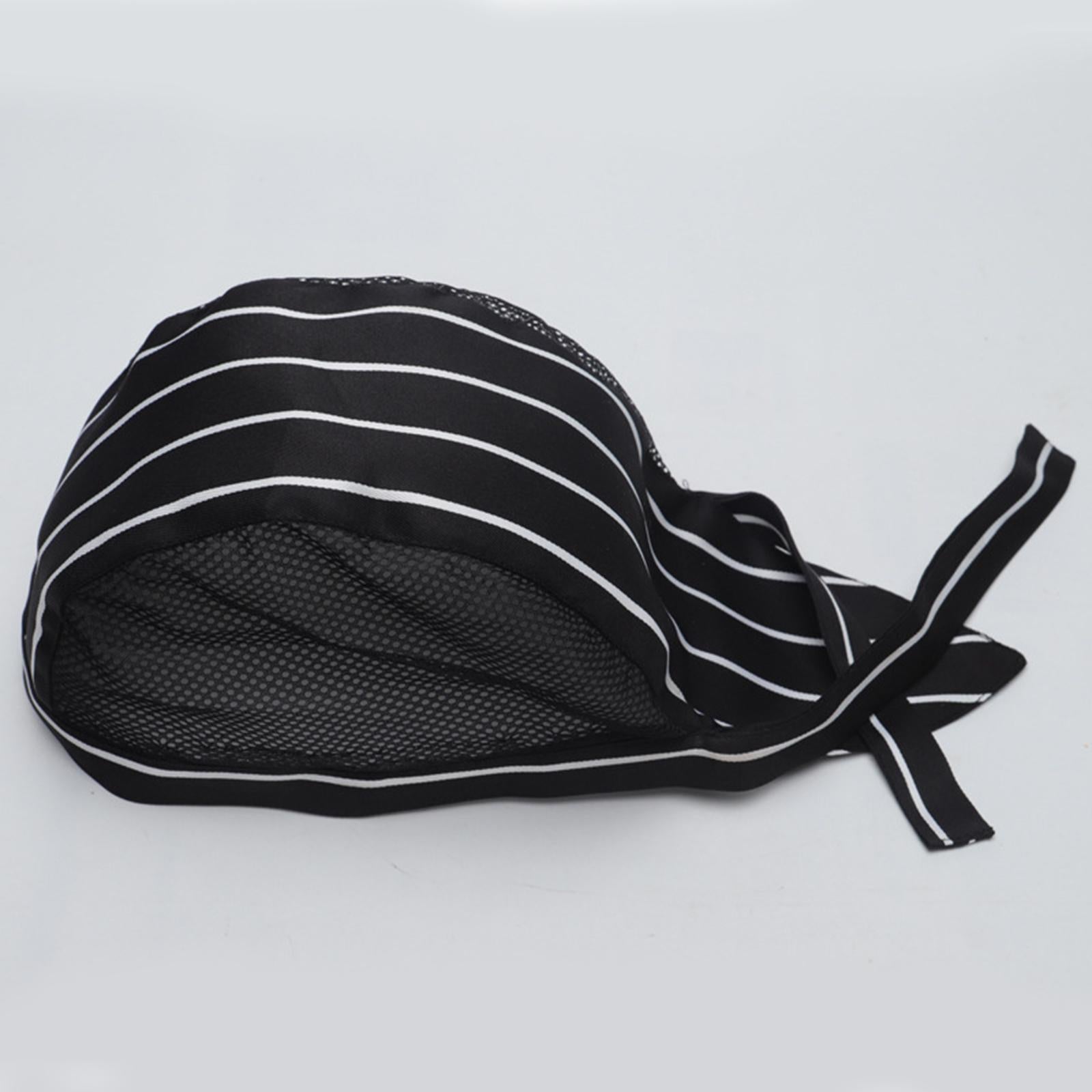 Chef Hat Waiter Grill Unisex BBQ Bakery Uniform Caps Hat White Strips