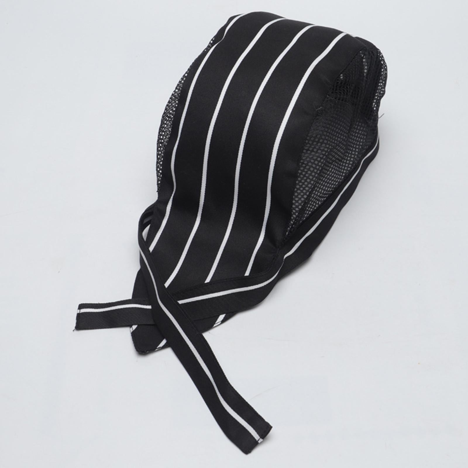 Chef Hat Waiter Grill Unisex BBQ Bakery Uniform Caps Hat White Strips