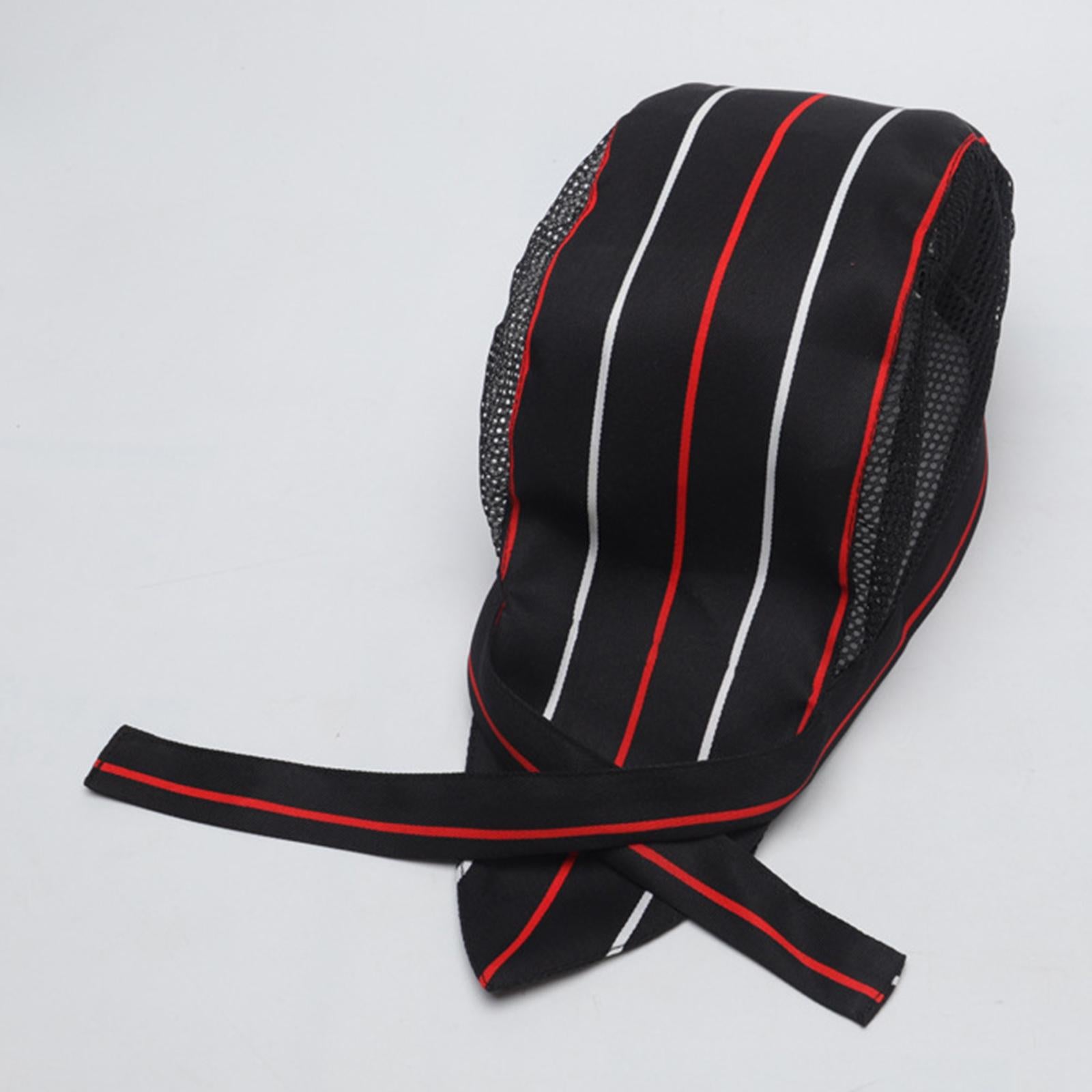 Chef Hat Waiter Grill Unisex BBQ Bakery Uniform Caps Hat Red White Strips