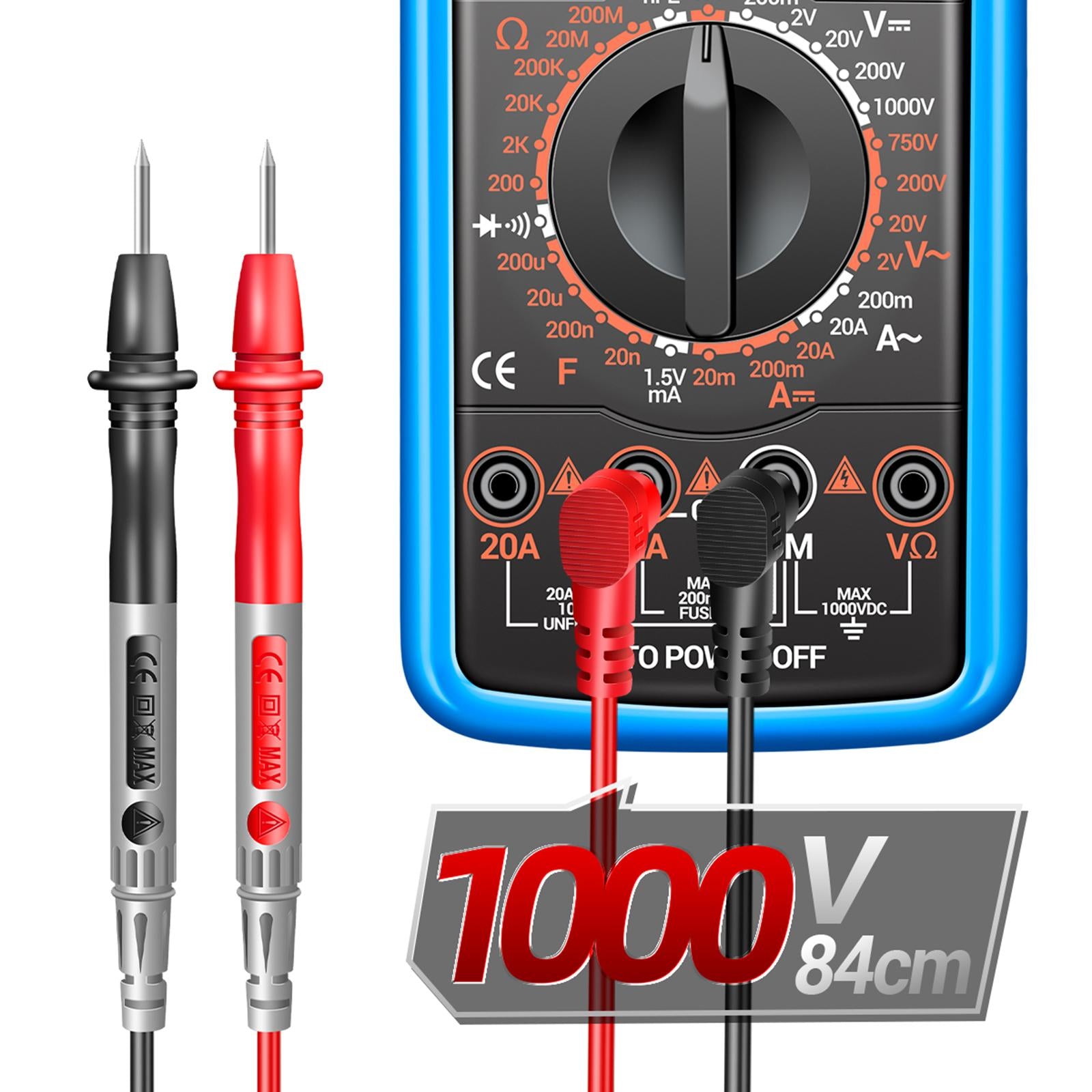 DT-9205A Handheld Digital Multimeter Continuity Test Diode Voltage Tester Blue