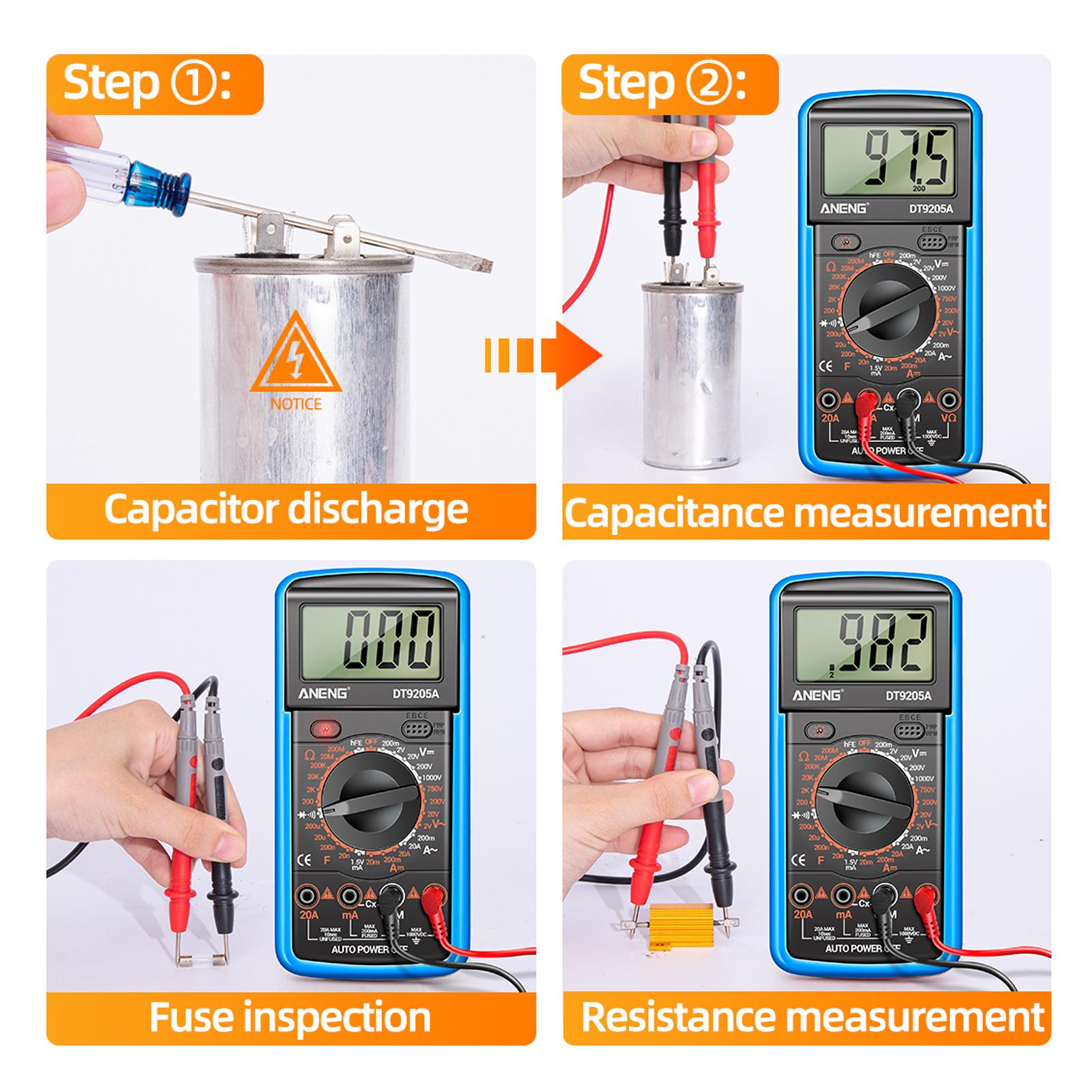 DT-9205A Handheld Digital Multimeter Continuity Test Diode Voltage Tester Blue