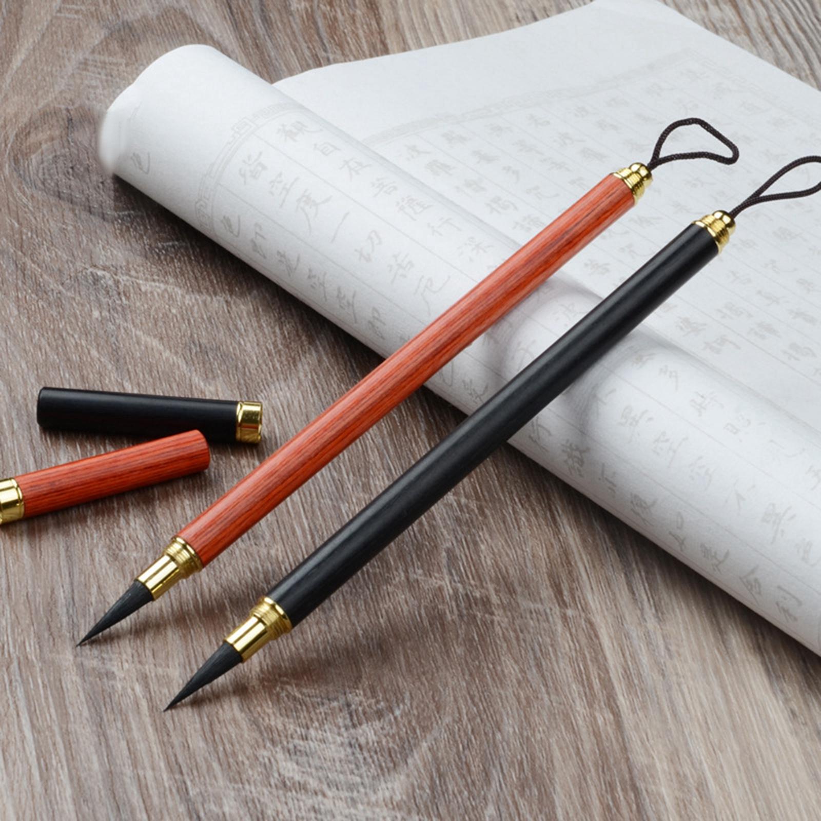 Calligraphy Writing Brush Ink Brush Wooden Handwriting Pen for Calligrapher Black