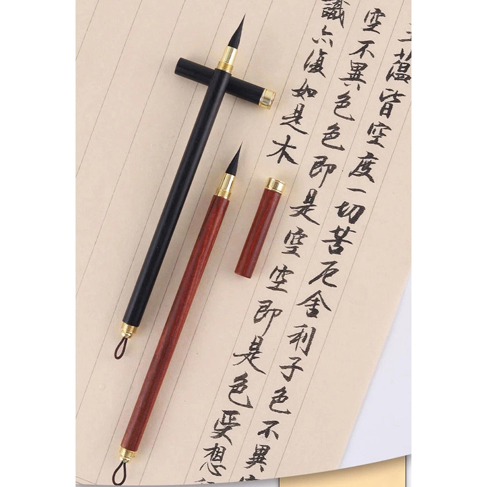 Calligraphy Writing Brush Ink Brush Wooden Handwriting Pen for Calligrapher Black