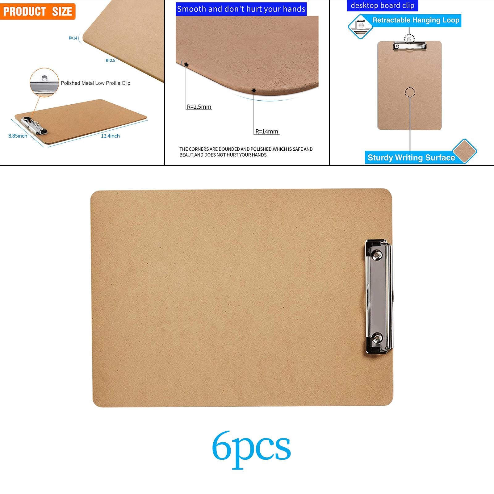 6Pcs Standard A4 Letter Size Clipboard with Low Profile Clip for Women