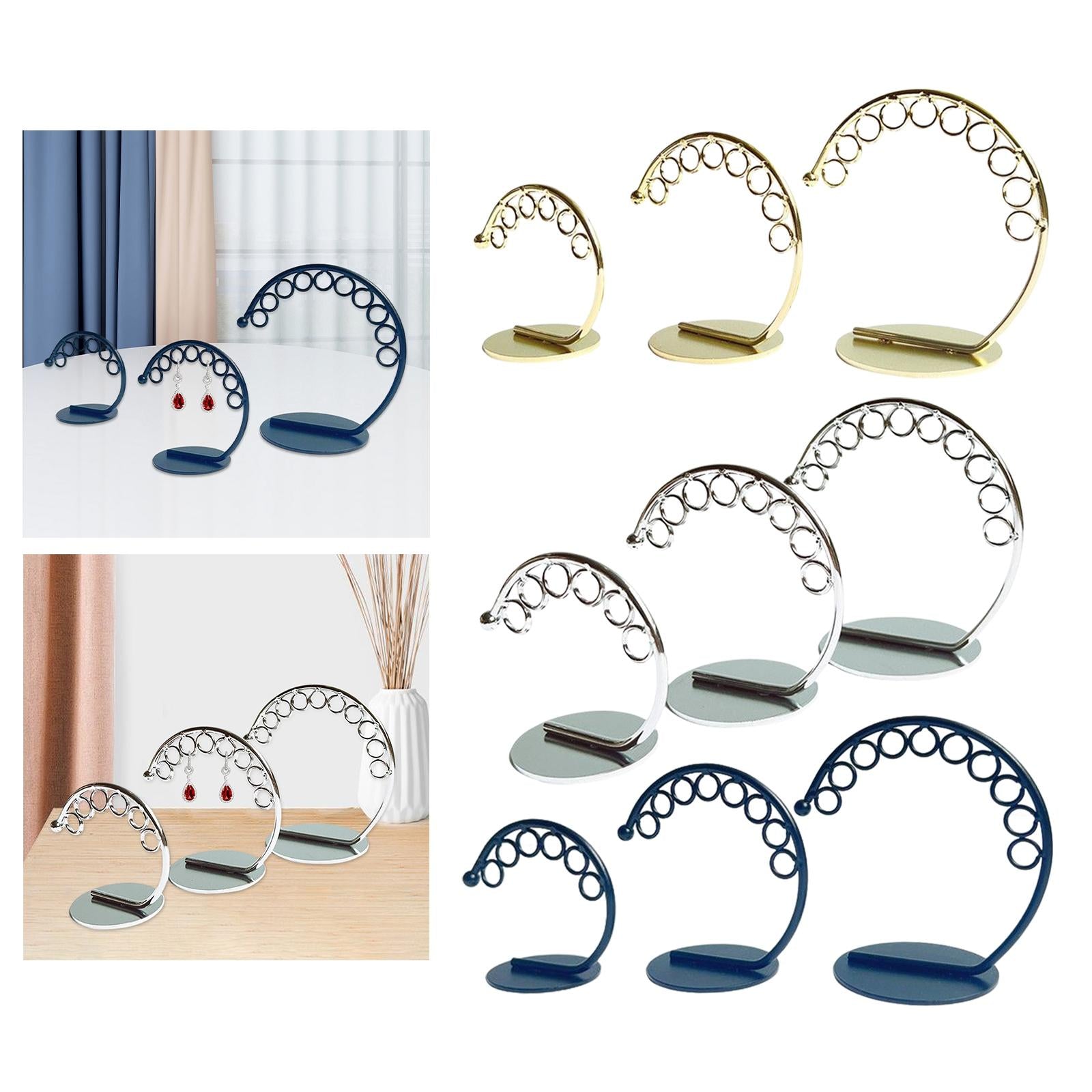 3Pcs Earring Stand Earring Display Holder for Showcase Display  Golden