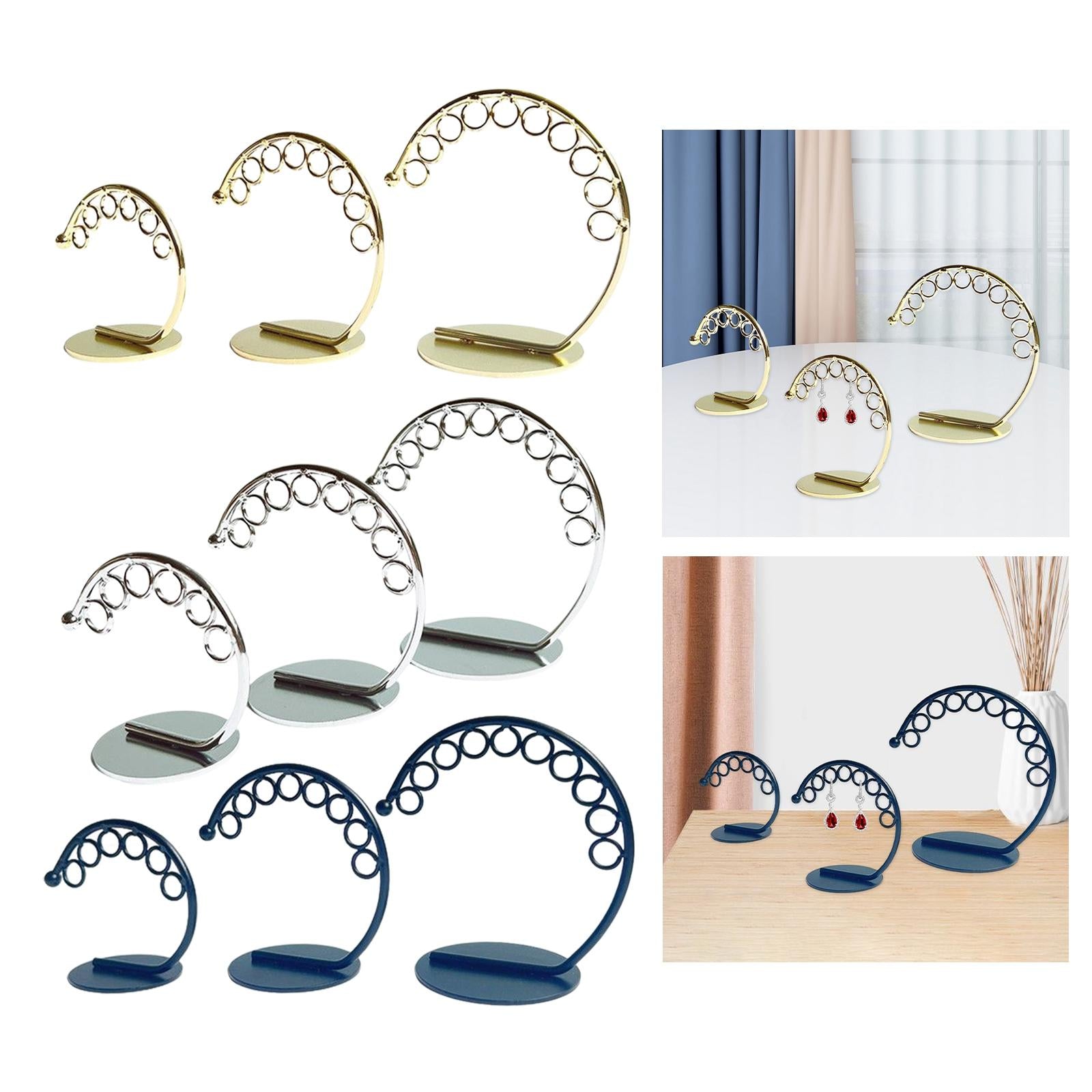3Pcs Earring Stand Earring Display Holder for Showcase Display  Golden