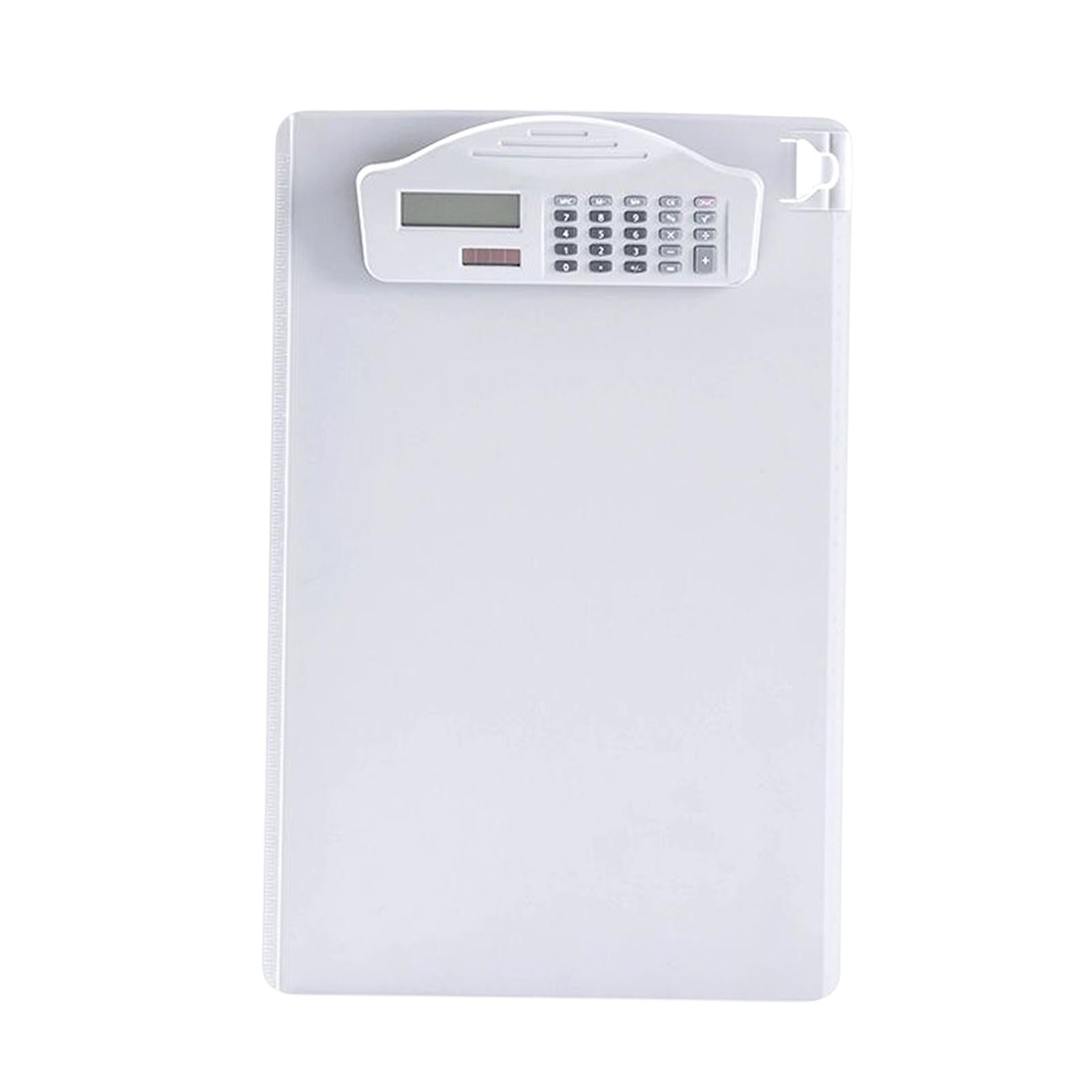 Clipboard with Calculator with Pen Clip A4 for Doctors Office School White