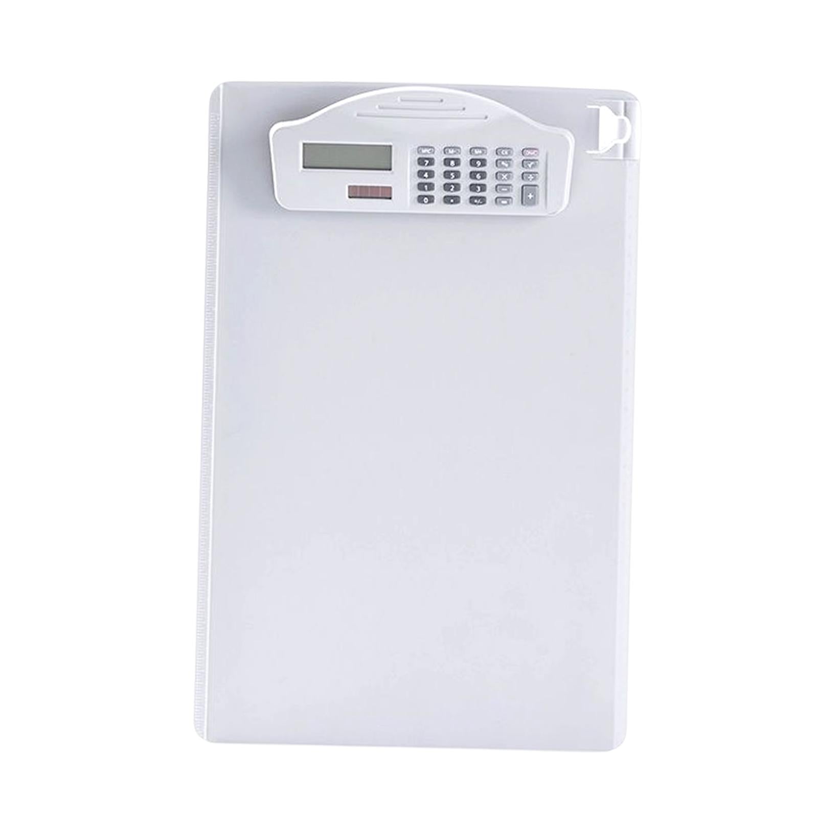 Clipboard with Calculator with Pen Clip A4 for Doctors Office School White