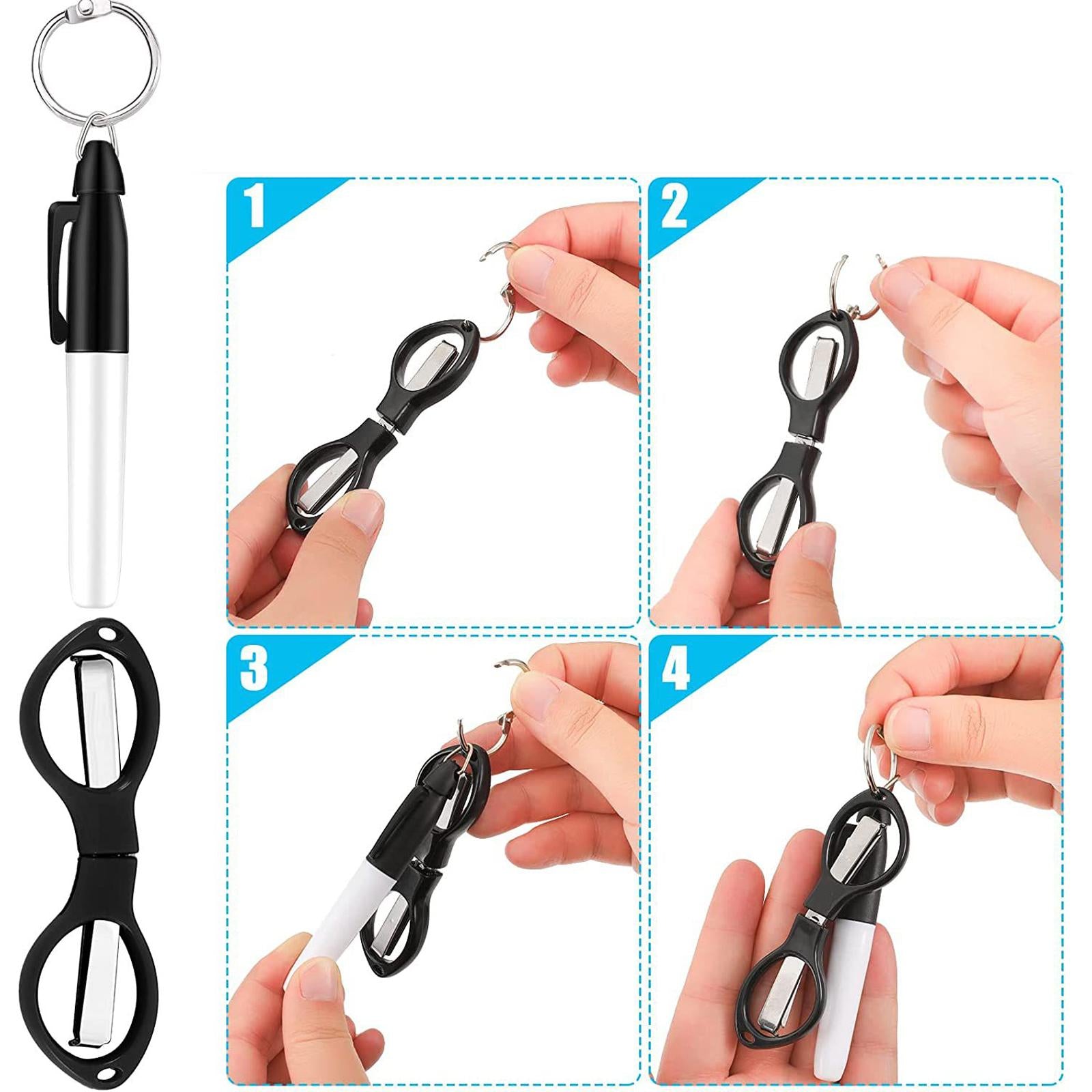 Foldable Scissors KeyChain Silver Metal Scissor Nurse Pen Set Multicolor