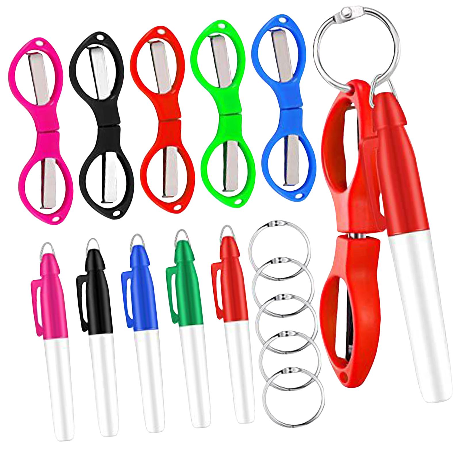 Foldable Scissors KeyChain Silver Metal Scissor Nurse Pen Set Multicolor