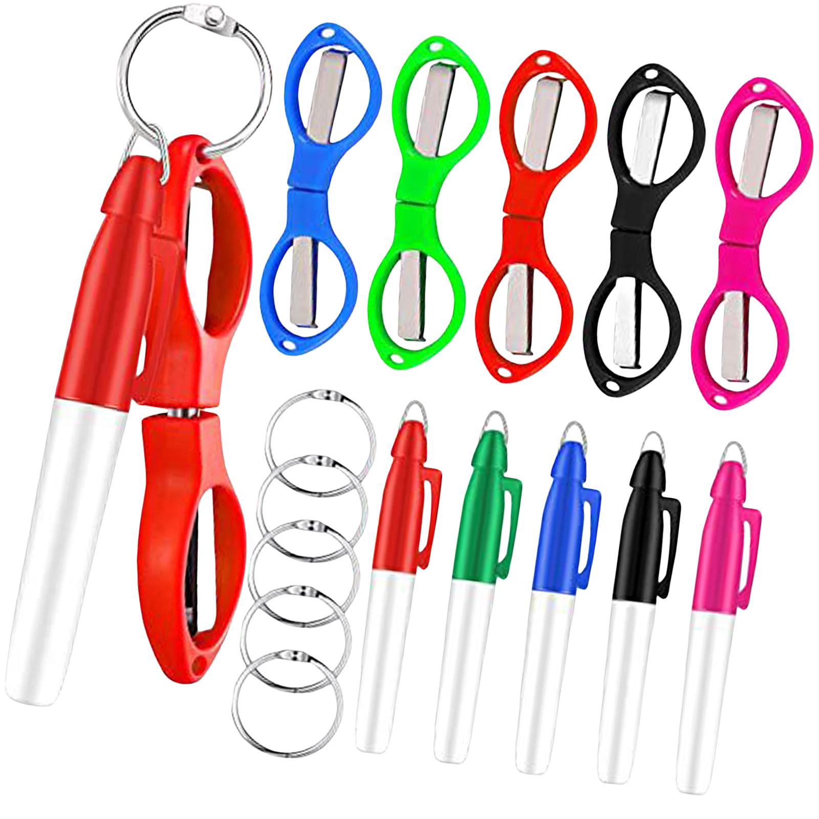 Foldable Scissors KeyChain Silver Metal Scissor Nurse Pen Set Multicolor