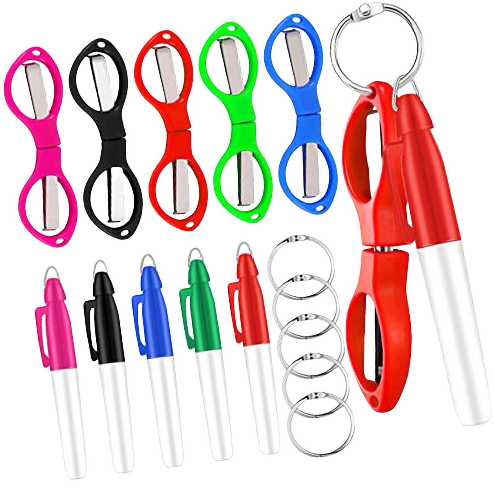 Foldable Scissors KeyChain Silver Metal Scissor Nurse Pen Set Multicolor