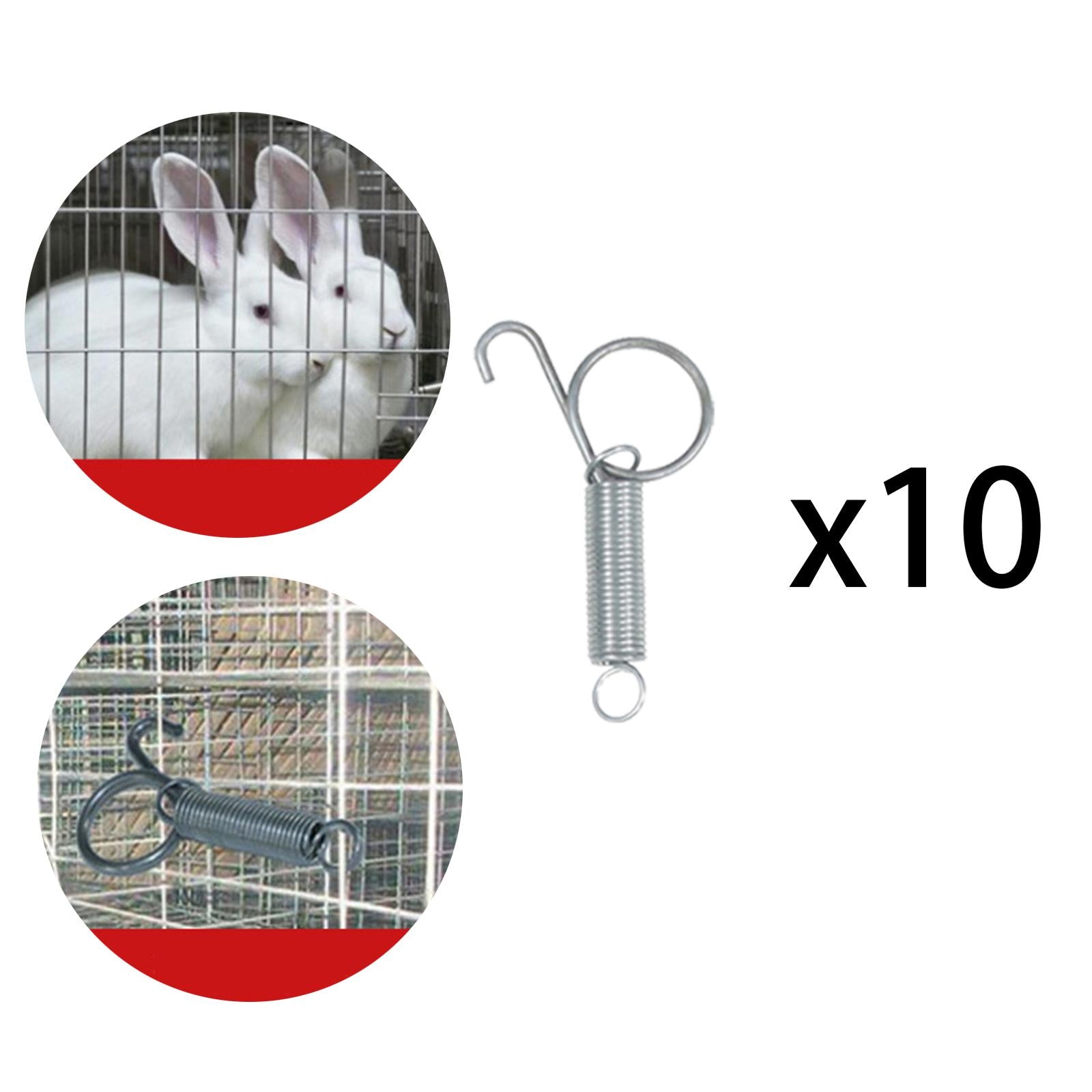 10 Packs Elastic Metal Cage Door Spring Hook for Rabbit Cage Large