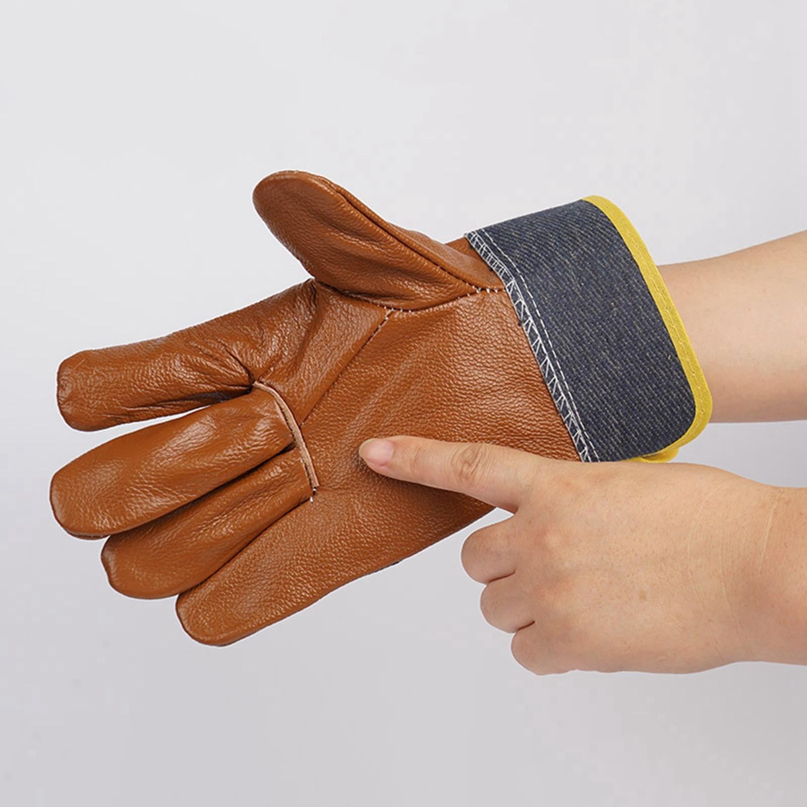 Welding Work Gloves Protection Gloves Fire Resistant for Welding Brown