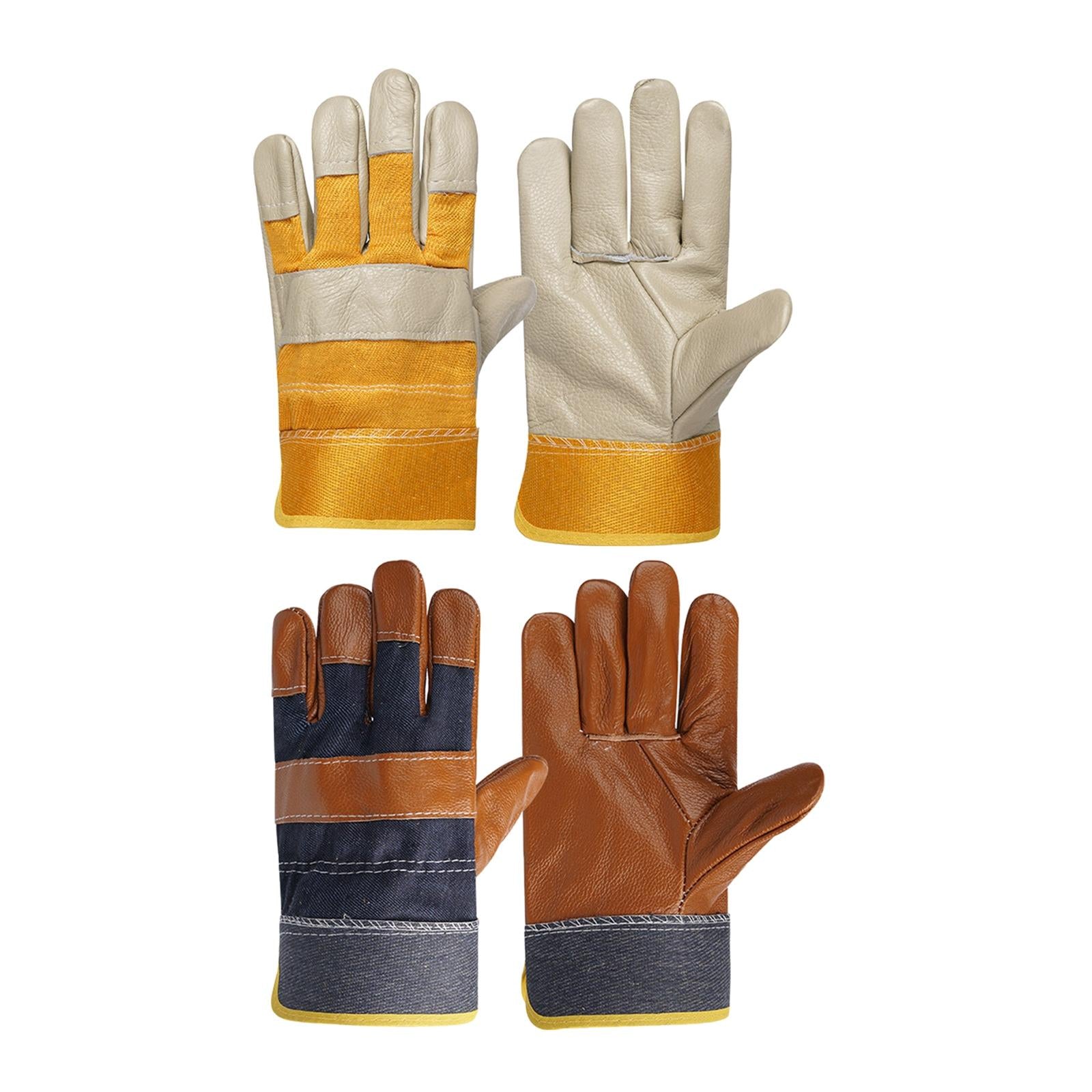 Welding Work Gloves Protection Gloves Fire Resistant for Welding Brown